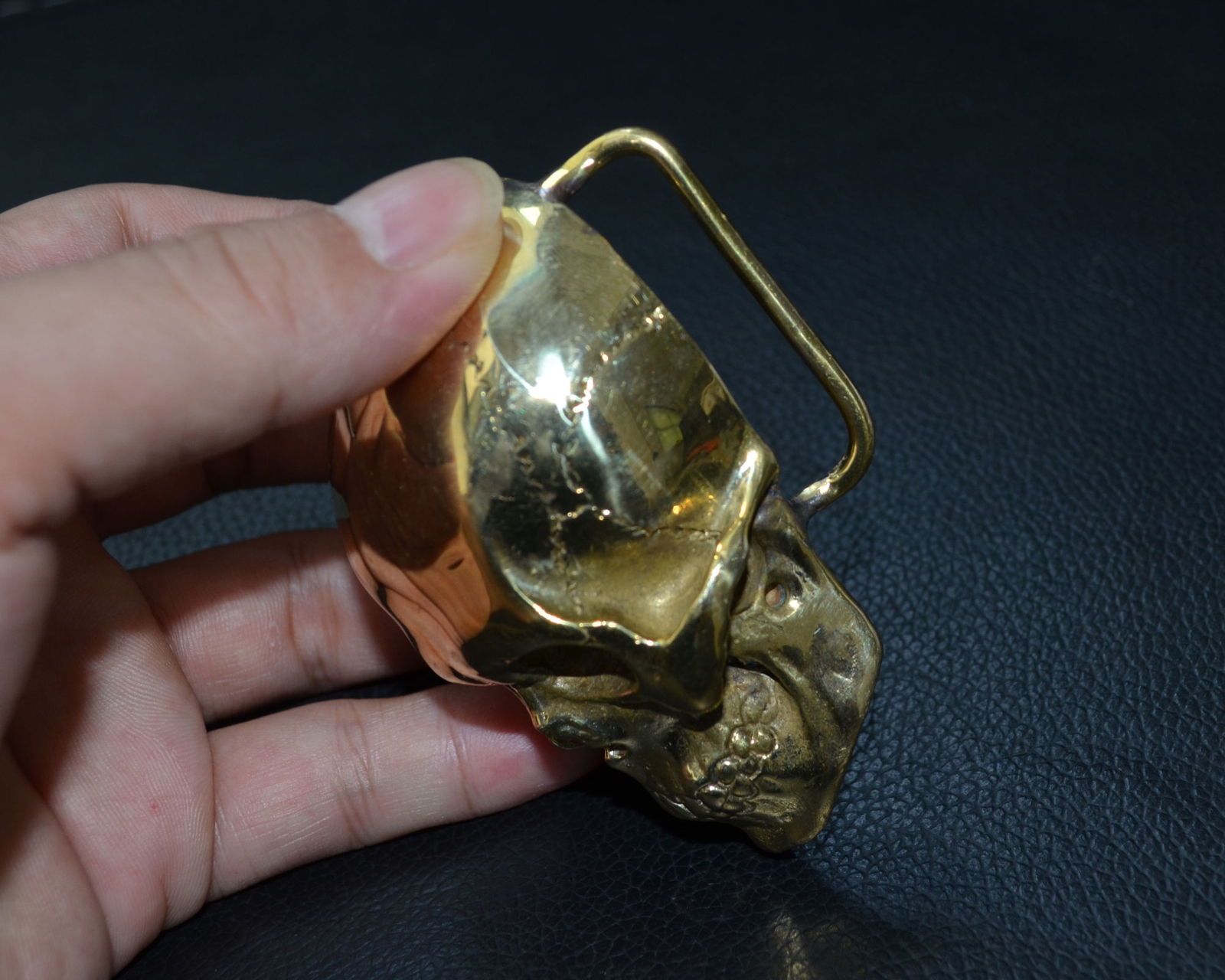 Handmade Pure Copper Brass Lost wax Casting Skull Hand polished Belt Buckle DIY