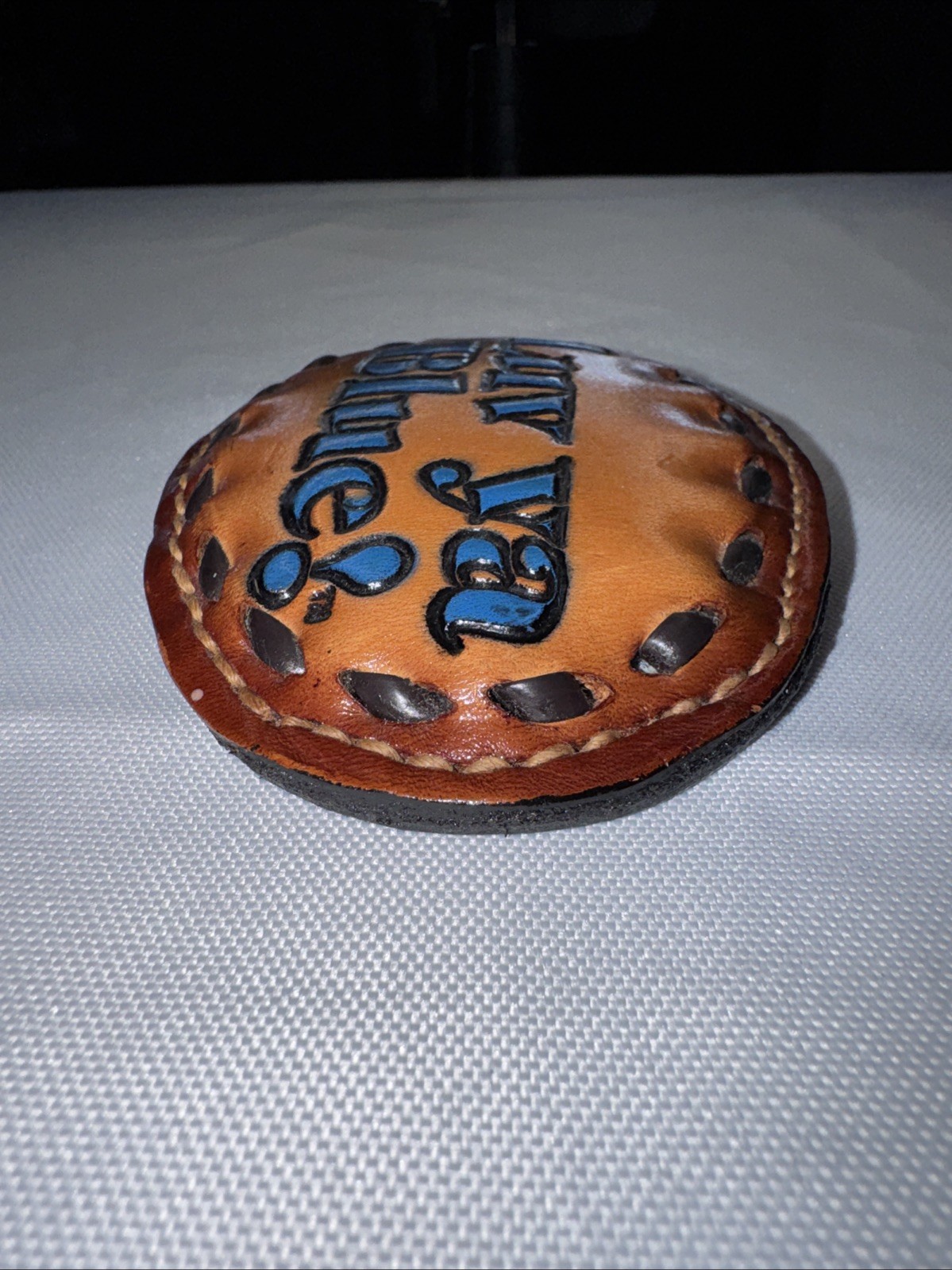 Vintage « Luv Ya Blue!  » OILERS Belt Buckle Leather Top Grain Cowhide 8909 🔥🔥