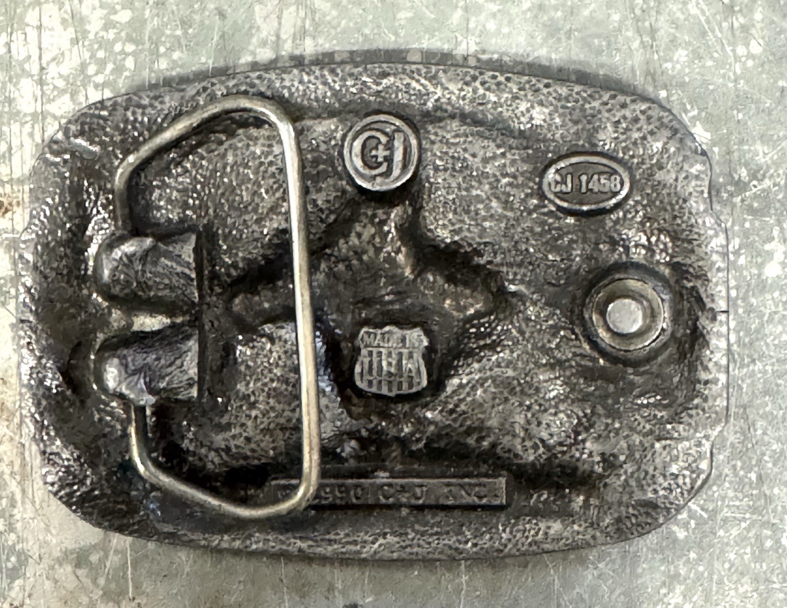 Heavily Wore Made In USA 1990 End Of The Trail Pewter Belt Buckle C&J INC.#1458