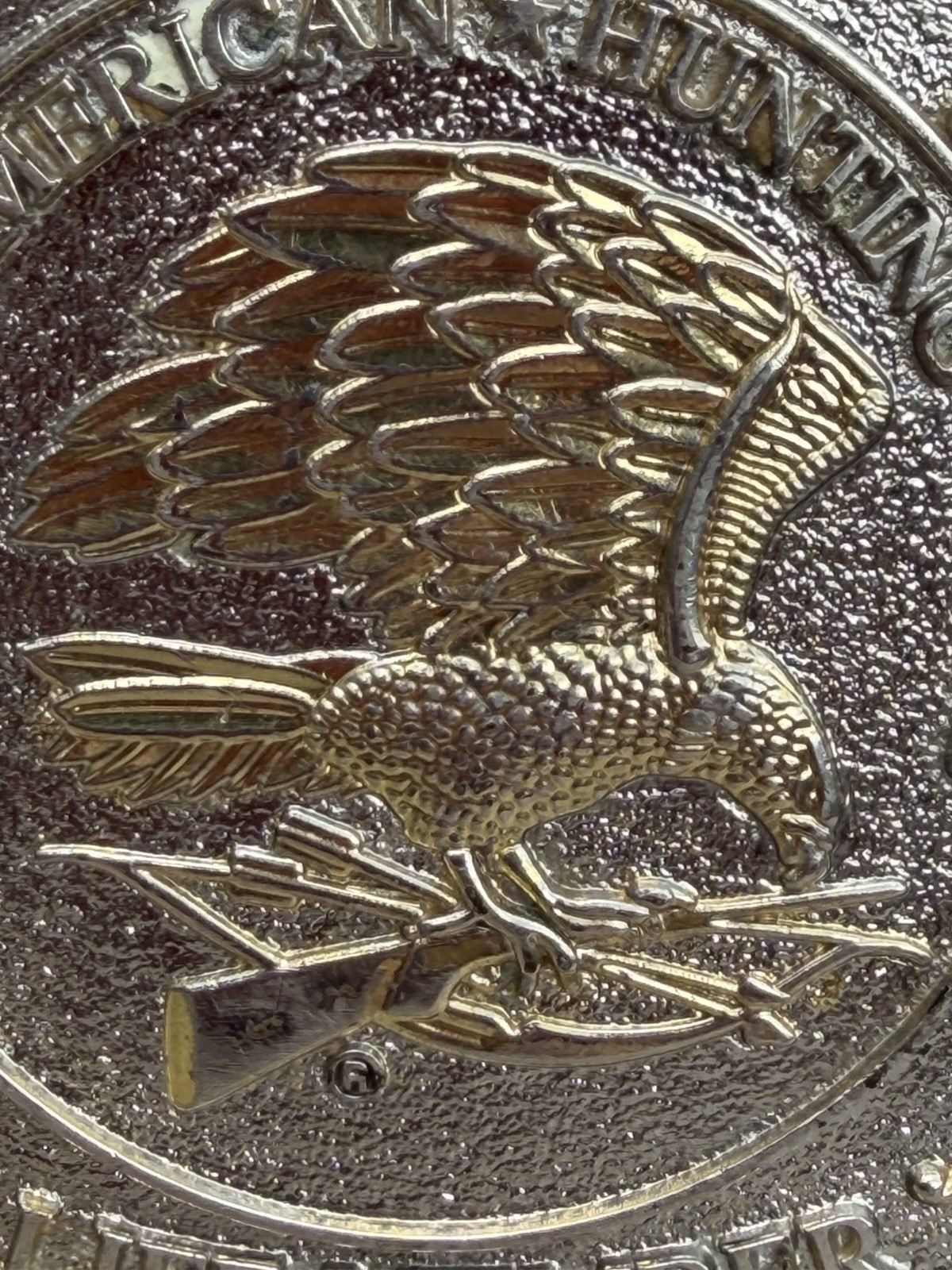 Vtg North American Hunting Club Wings of Gold Brass Belt Buckle Life Member READ