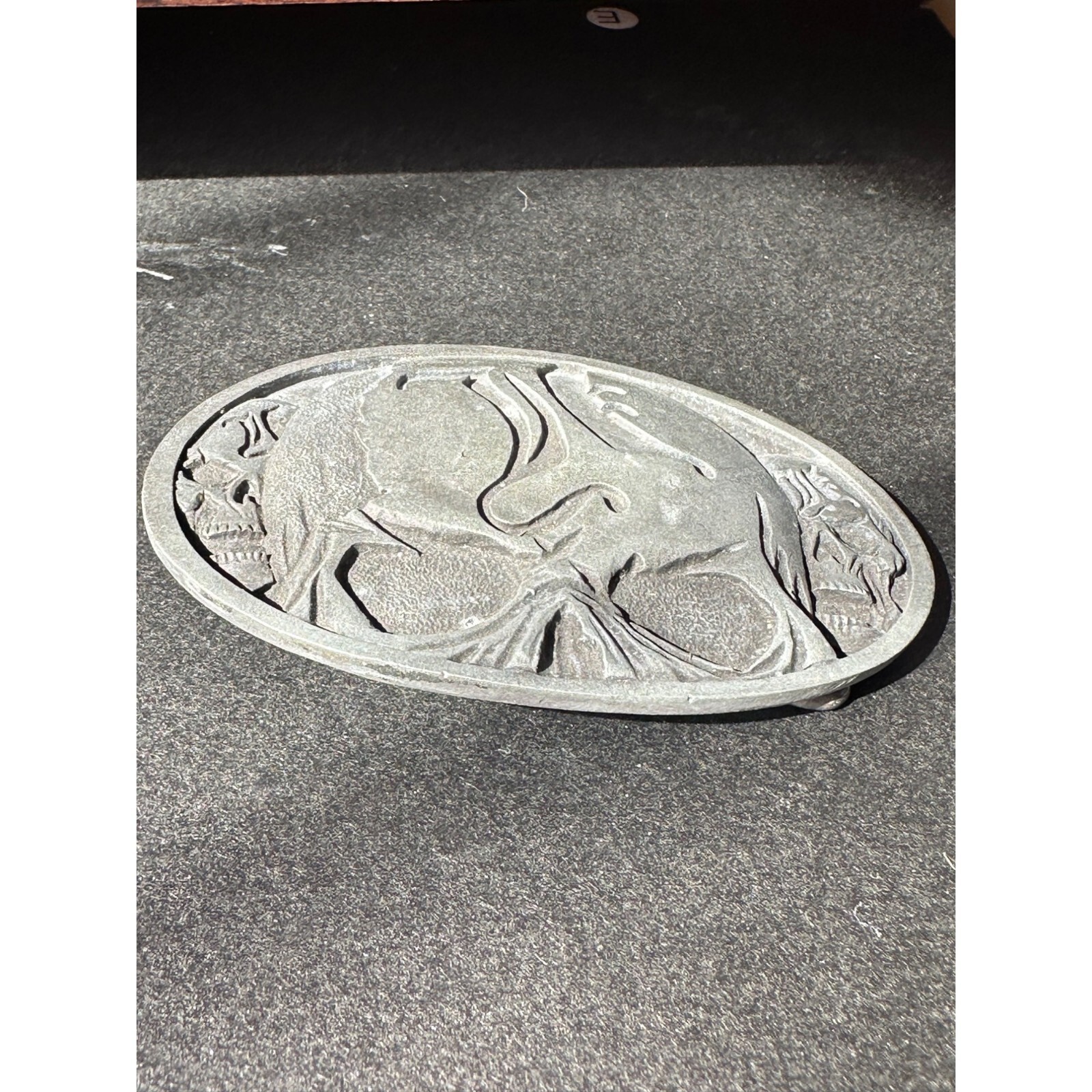 Skull Belt Buckle Metal Oval Lead-Free Gothic Design 5&Prime;x3&Prime; One Size