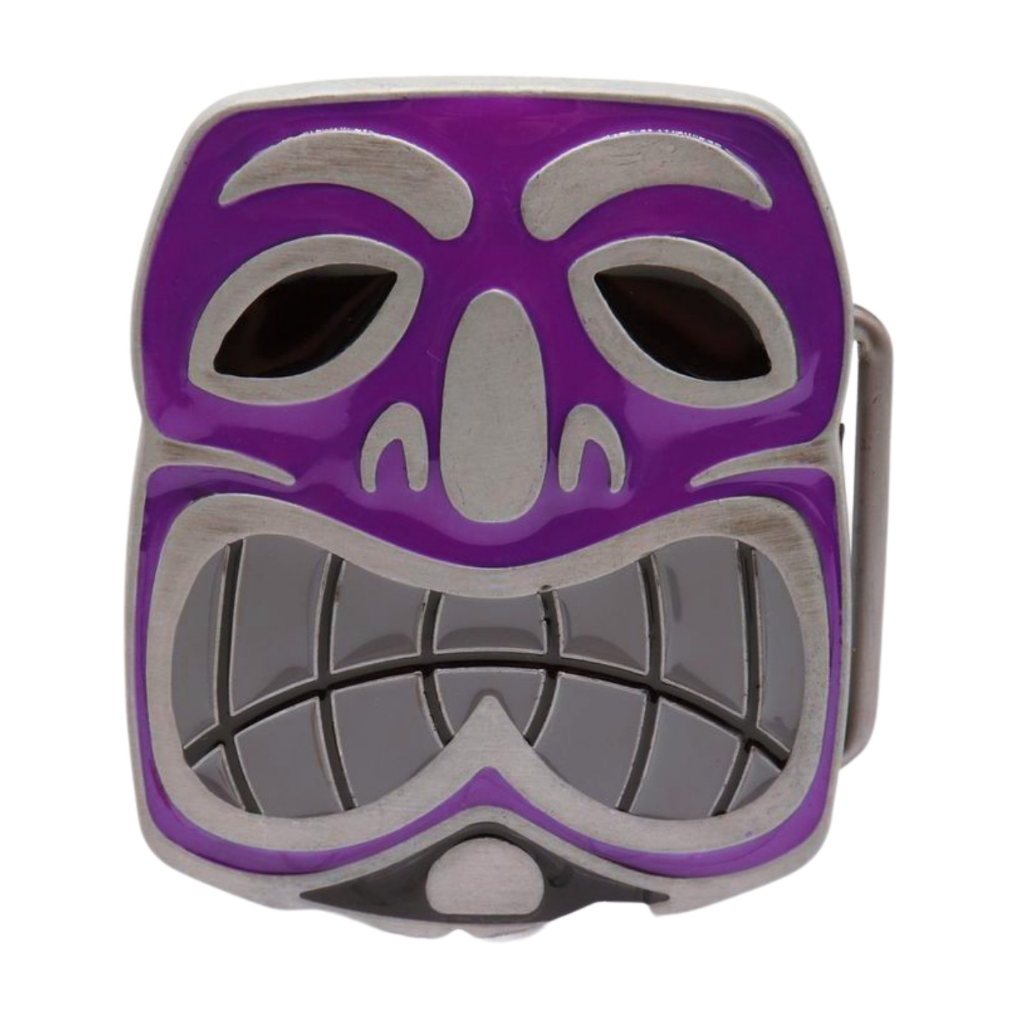 Men Women Silver Metal Belt Buckle Tiki Mask Statue Animation Travel Vacation