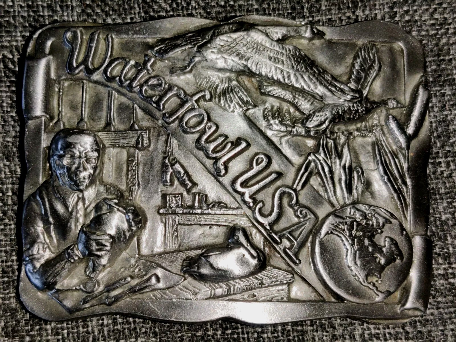 Vtg Pewter Waterfowl USA Belt Buckle Ltd Ed. 1988 Canadian Geese Super Detailed!