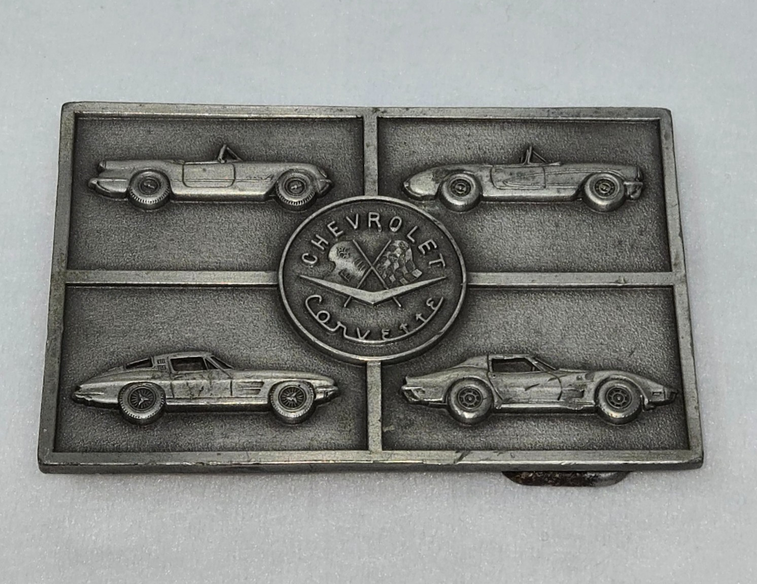 VINTAGE RARE CHEVROLET CORVETTE PEWTER MEN&rsquo;S BELT BUCKLE RECTANGLE