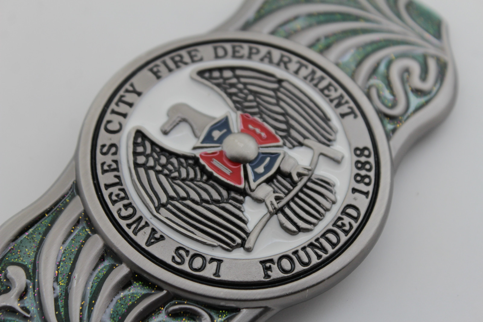 LAFD Los Angeles County Fire Department Founded 1888 Silver Metal Belt Buckle