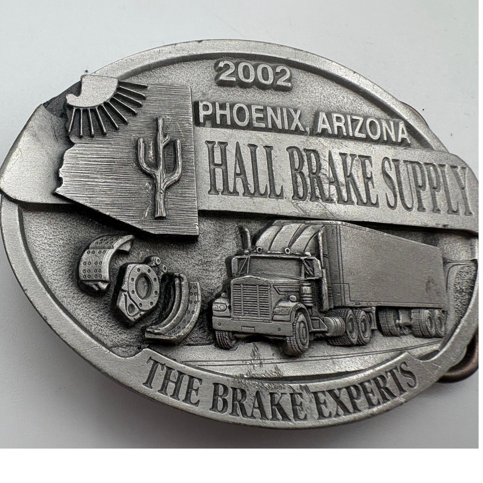 Hall Brake Supply Belt Buckle 2002 Phoenix Arizona Semi Truck Pewter Silver EX