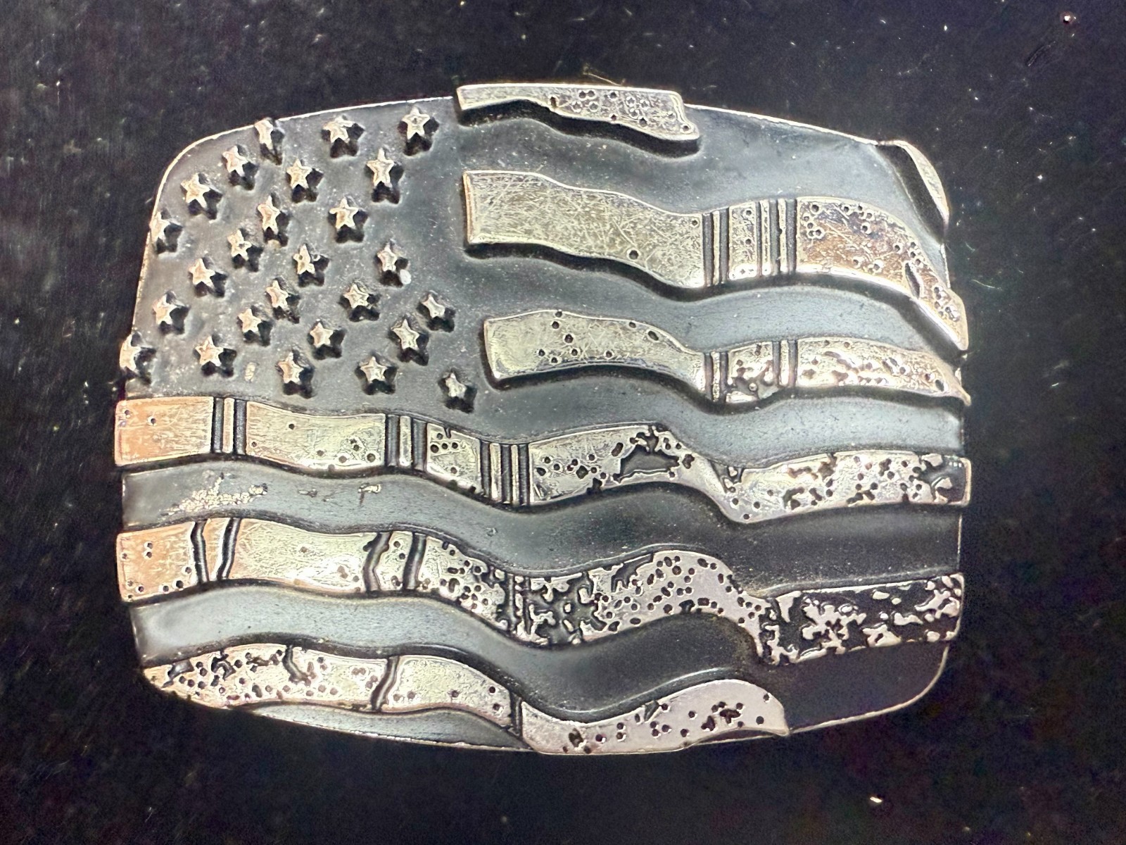 United States American Flag Engraved Patriotic – #6386 Chrome Brand Belt Buckle