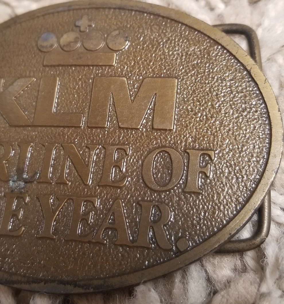 KLM Airlines Brass Belt Buckle Aviation Memorabilia Travel Logistics