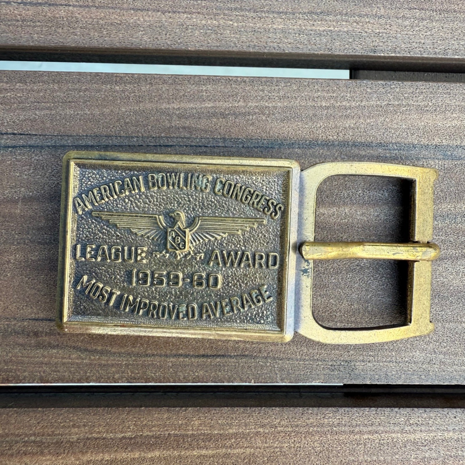 American Bowling Congress League Award Belt Buckle 1959-60 Average Brass