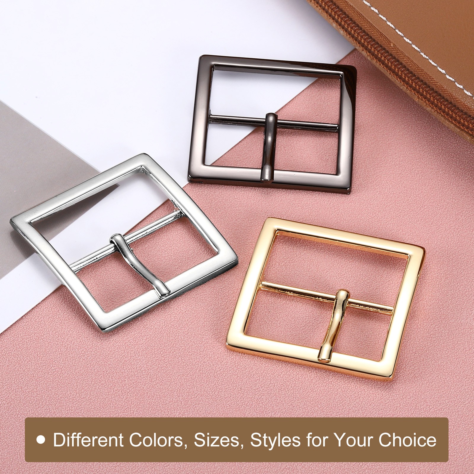 2Pcs 1.5&Prime; Single Prong Belt Buckle Square Center Bar Buckles for Belt,Black