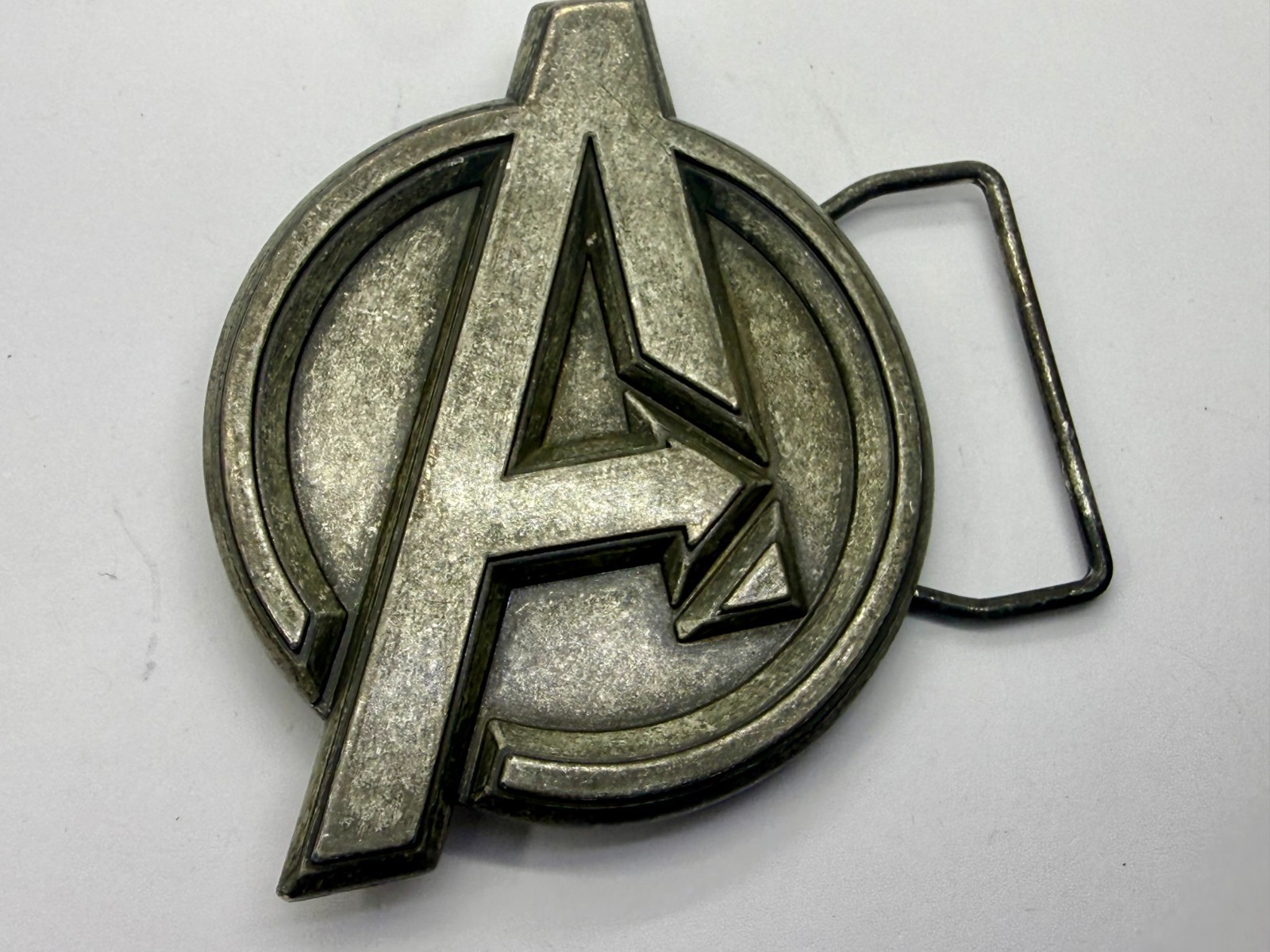 Marvel Comics Avengers Superhero Movie Logo Silver Color Used Belt Buckle