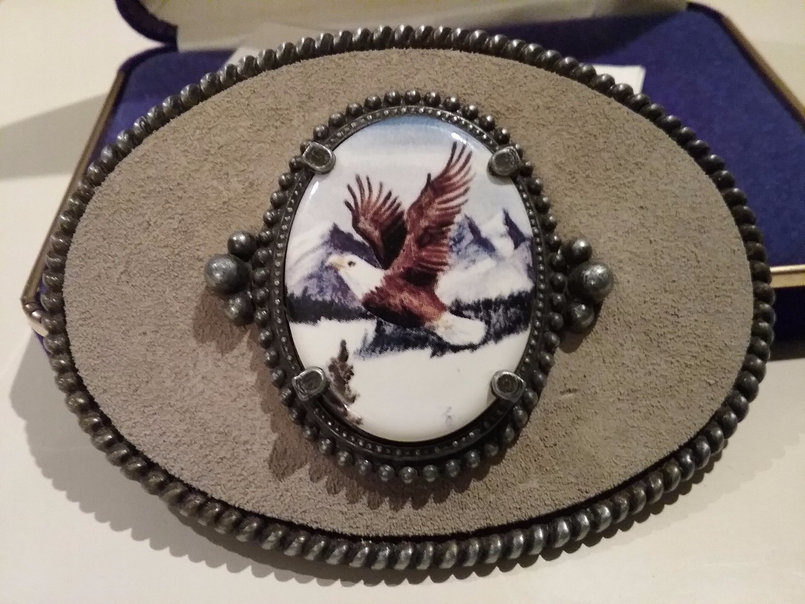 New Western Style Artistic Impressions suede Eagle by Julie Zsupnik Belt Buckle