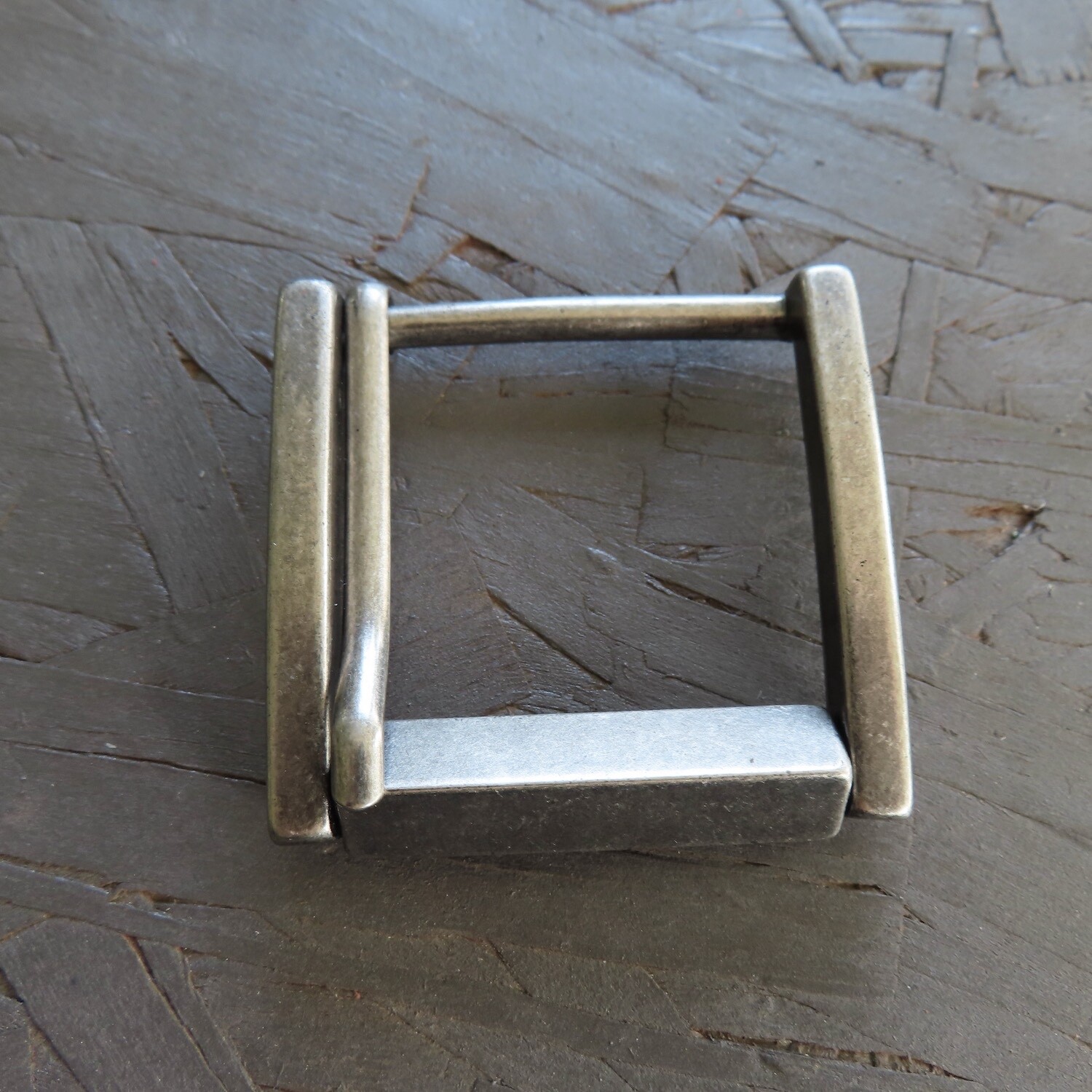 Single Prong Belt Buckle Mens Silver 1.5 Square Roller Replacement Casual Retro