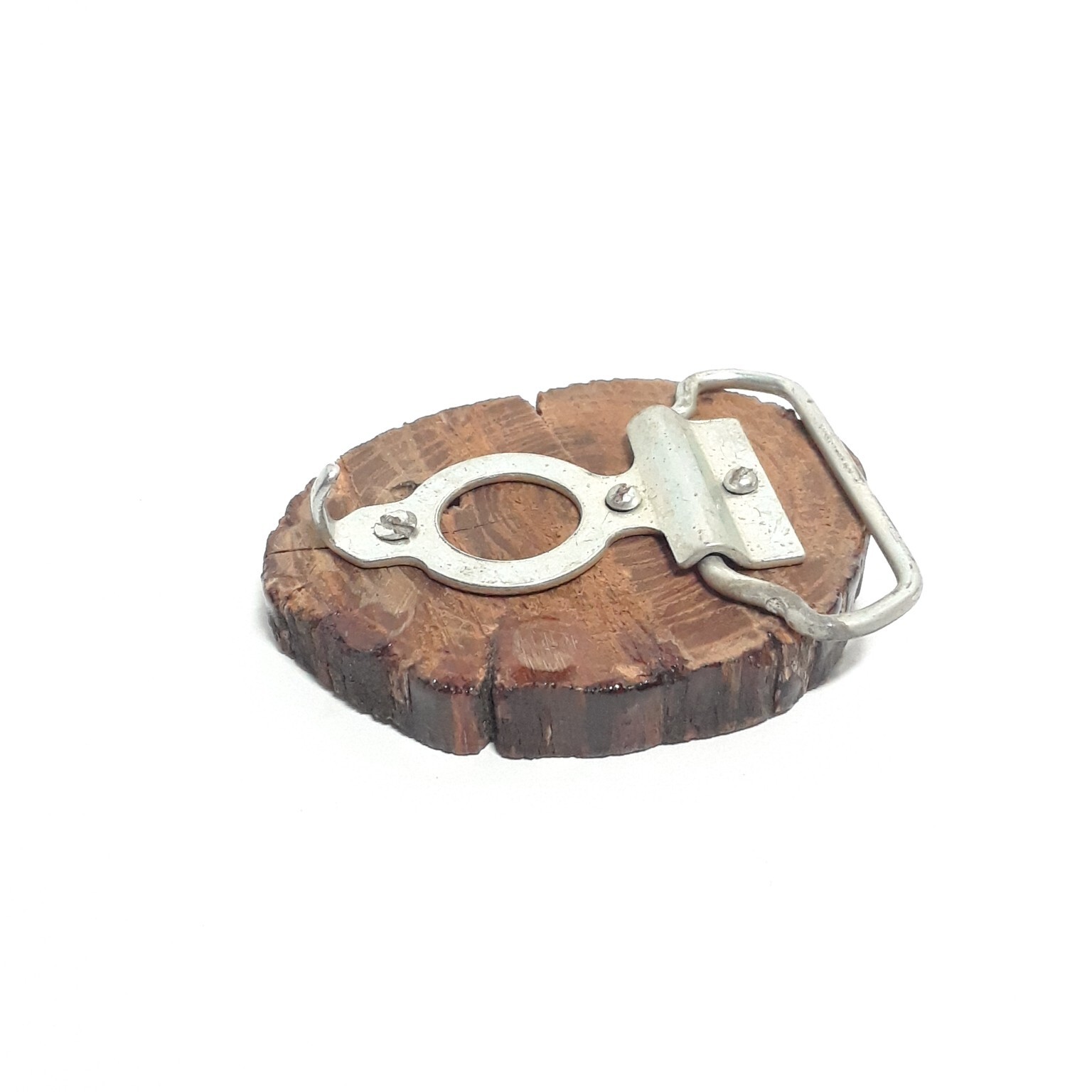 Live Edge Wood Slice Buckle 3 x 2&Prime; Vintage – Brown Rustic Retro Cowboy Western