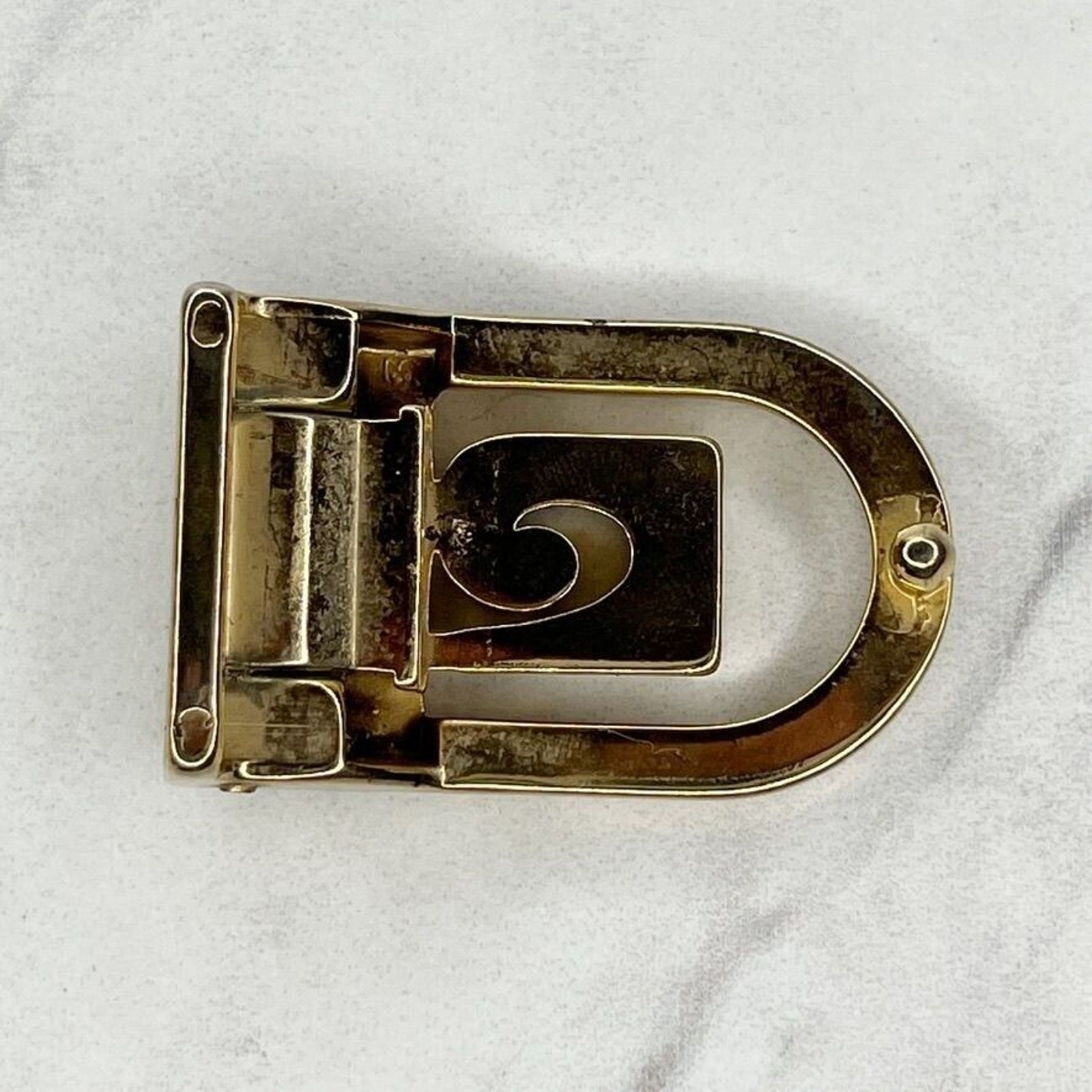 Silver and Gold Tone Clamp Style Simple Basic Belt Buckle