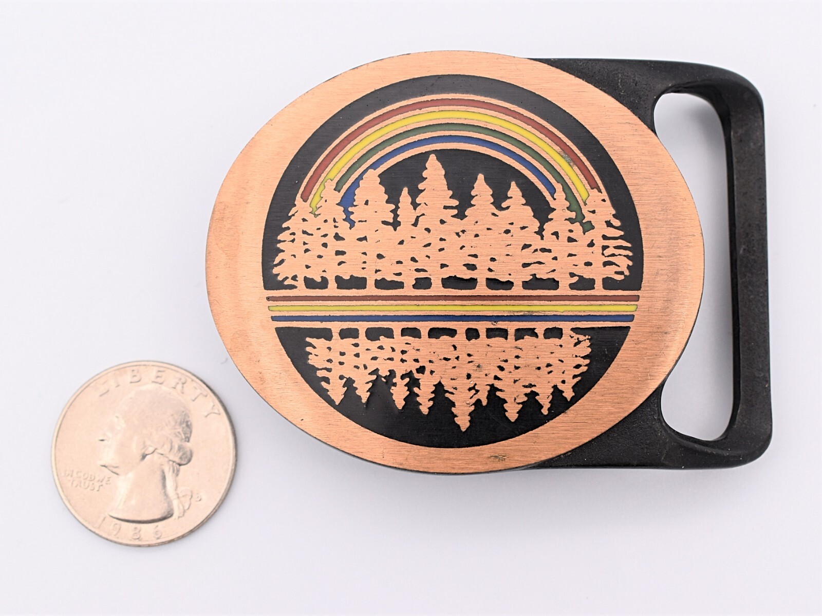 Tech Ether Guild « Echo » Solid Brass Vintage 1970s Hippie Belt Buckle