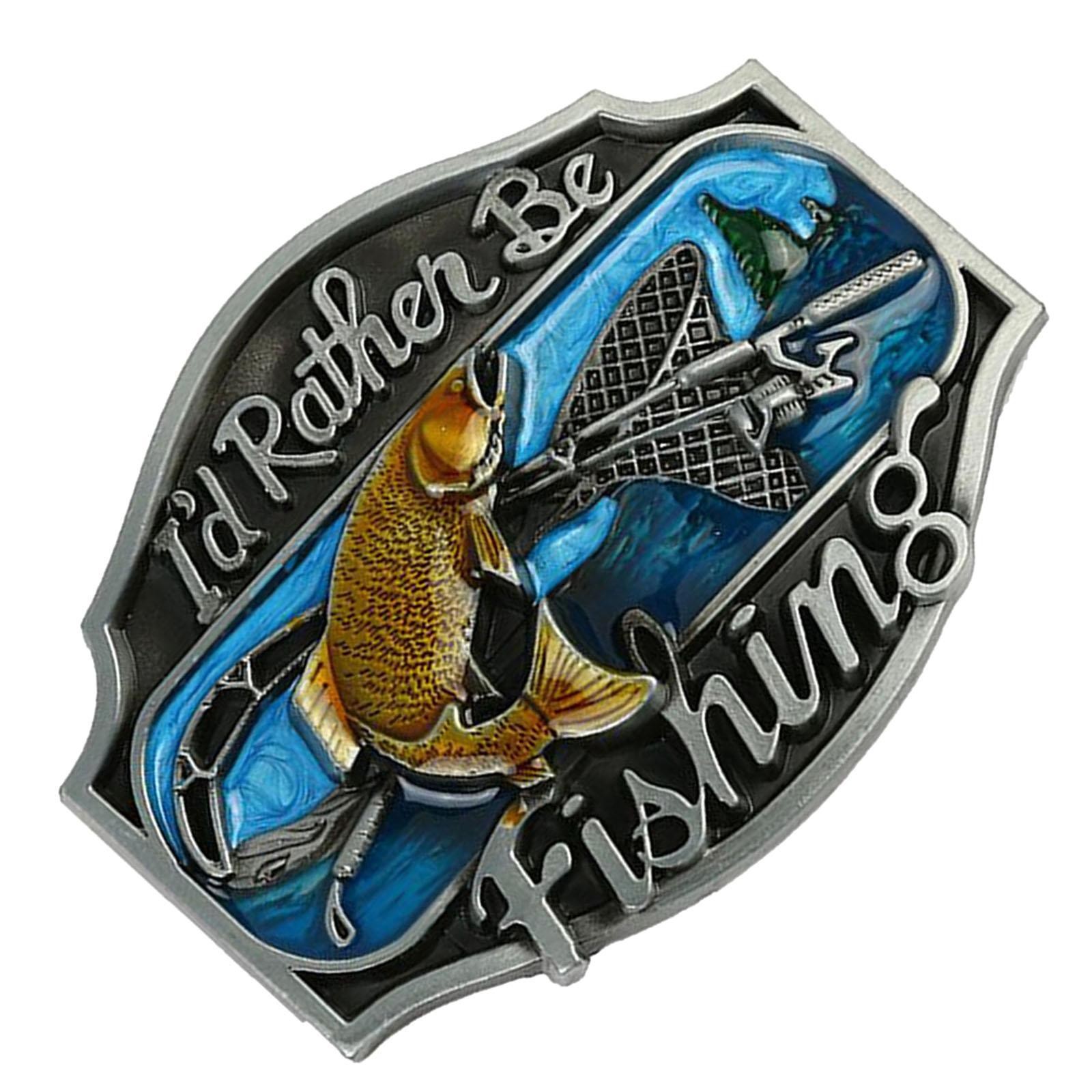Novelty Enamel Fishing Belt Buckle Western Cowboy Buckle Metal Vintage Mens