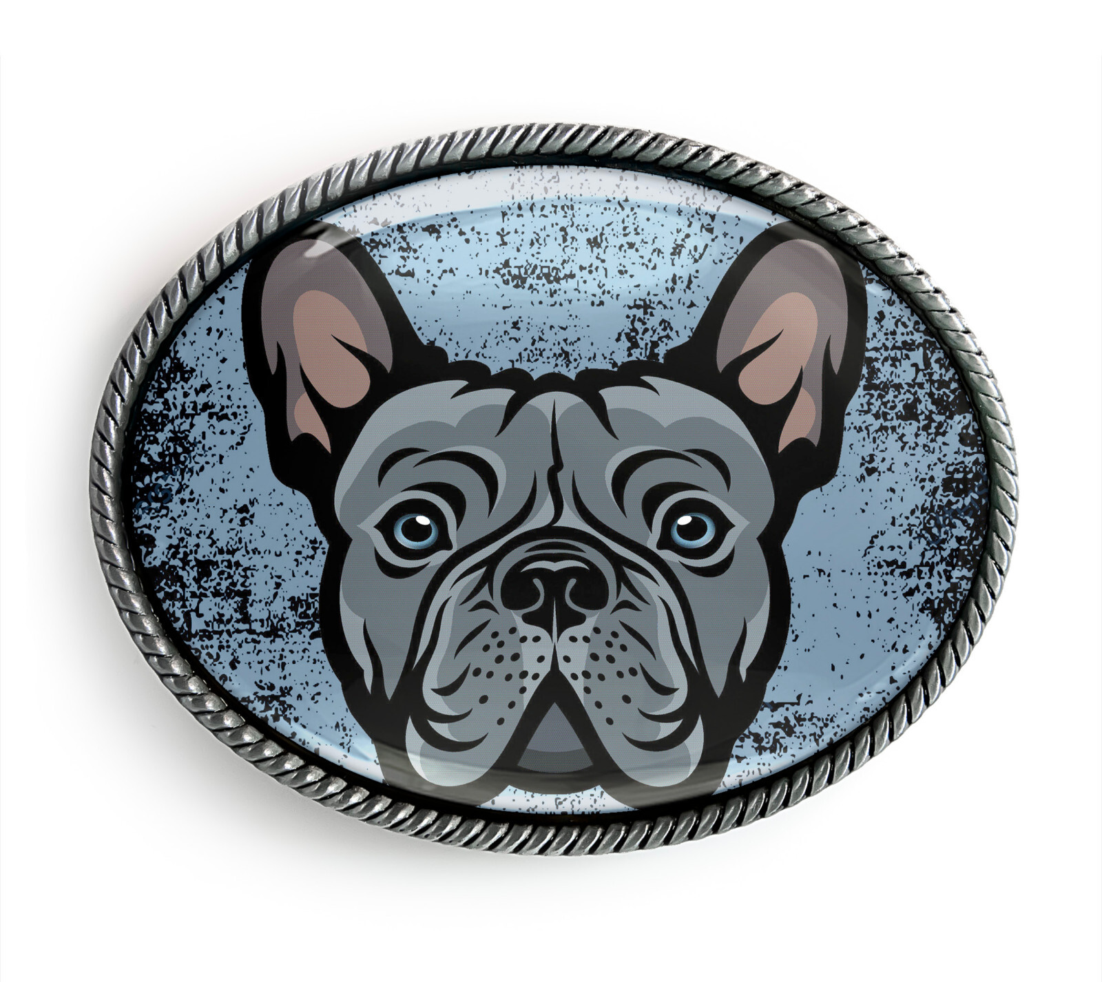 French Bulldog Belt Buckle – Handmade Frenchie Boy Puppy Belt Buckle – 756-2