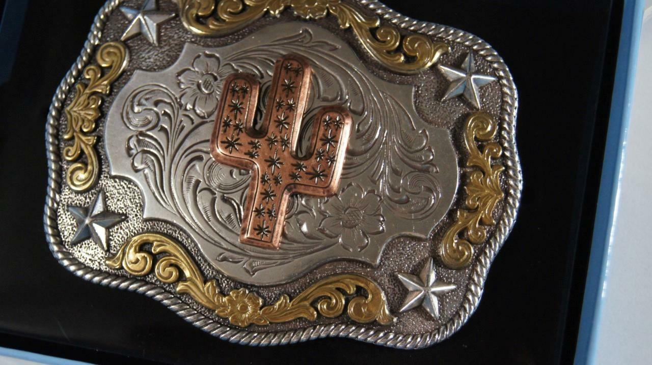 M&F WESTERN Nocona Western Buckle Floral Cactus Silver 37400