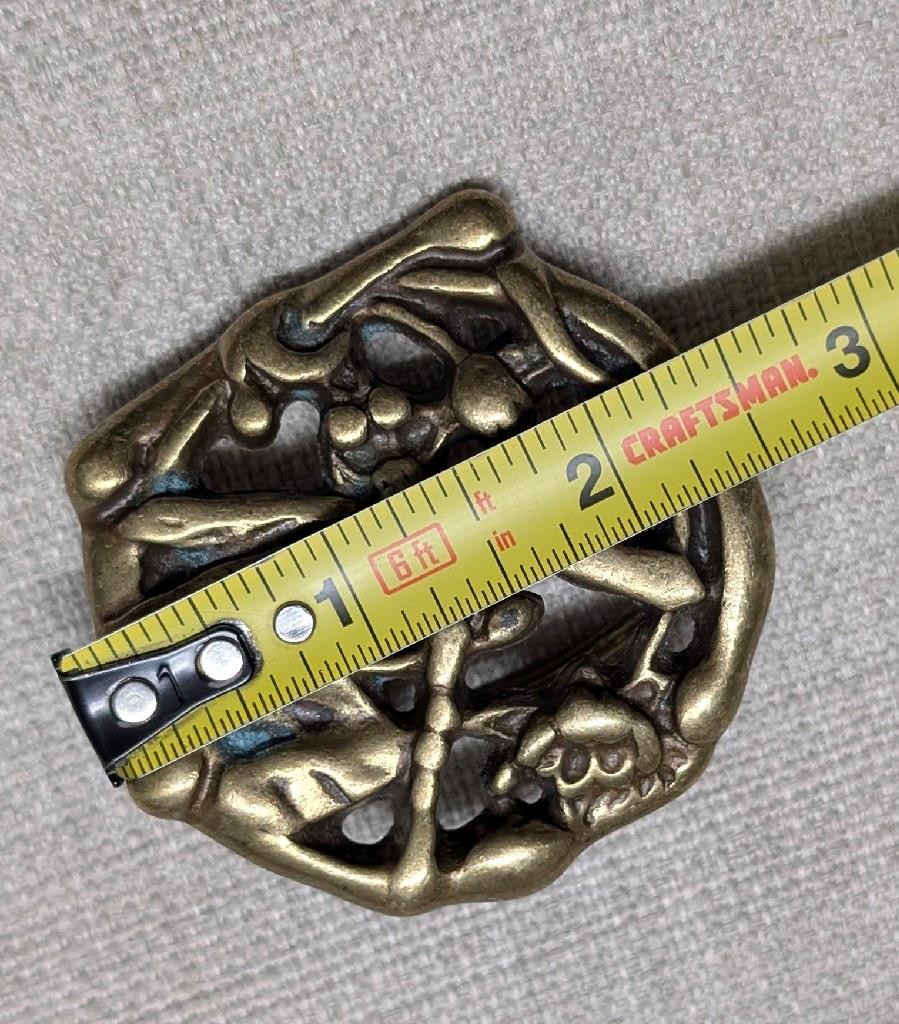 vintage 1970s belt buckle SOLID BRASS handcrafted DRAGONFLY brutalist western