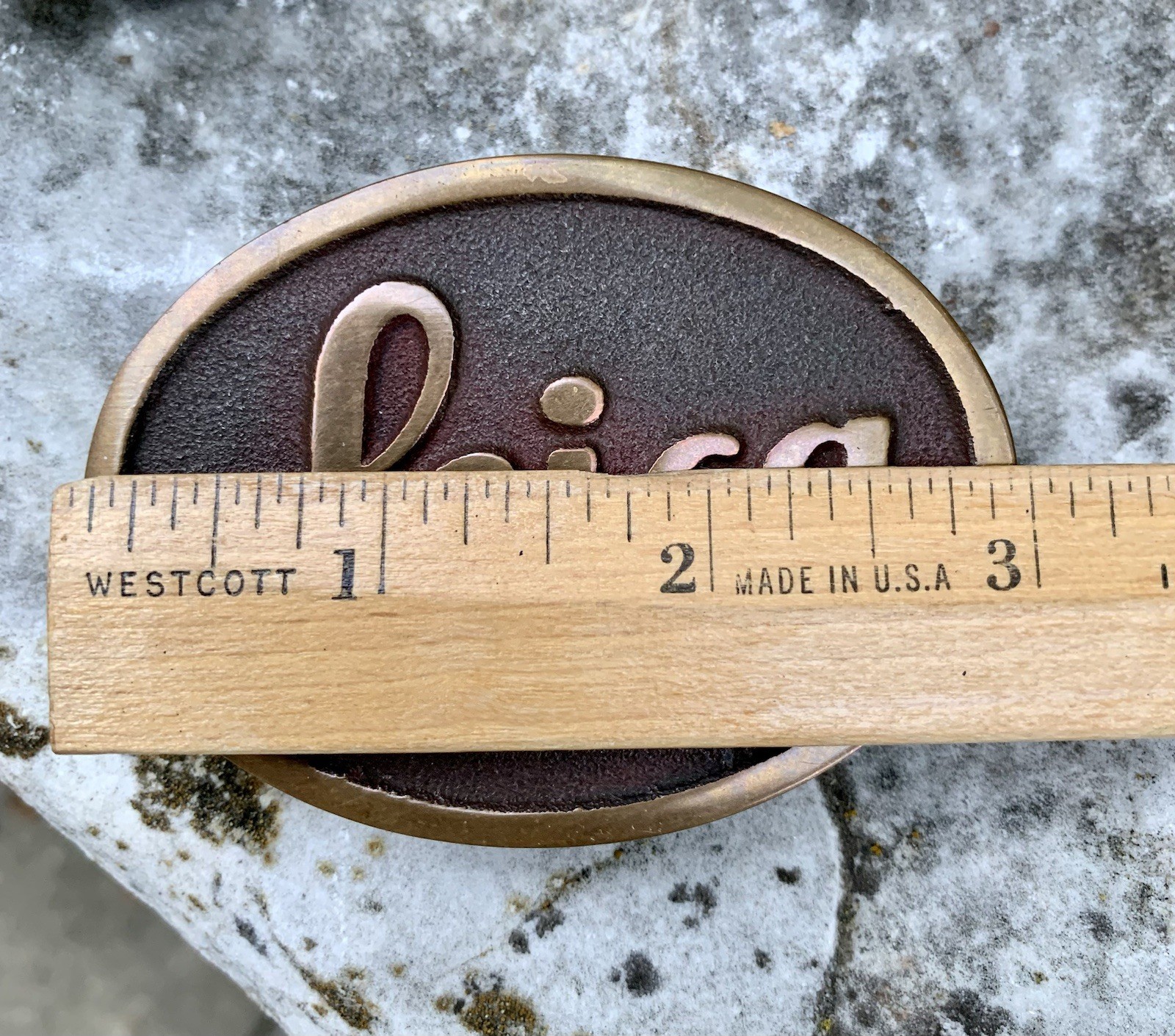 Vntg Leica Camera Belt Buckle Solid Brass 3×2 1/8” Leica Camera