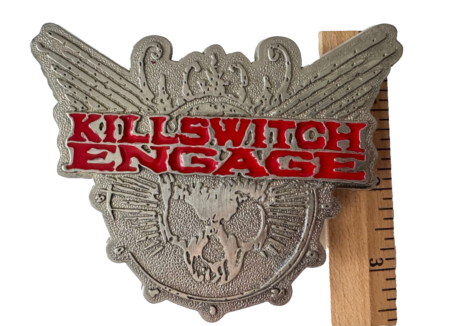 Bravado Killswitch Engage in Red Skull Wings Belt Buckle Silver Metalcore Band