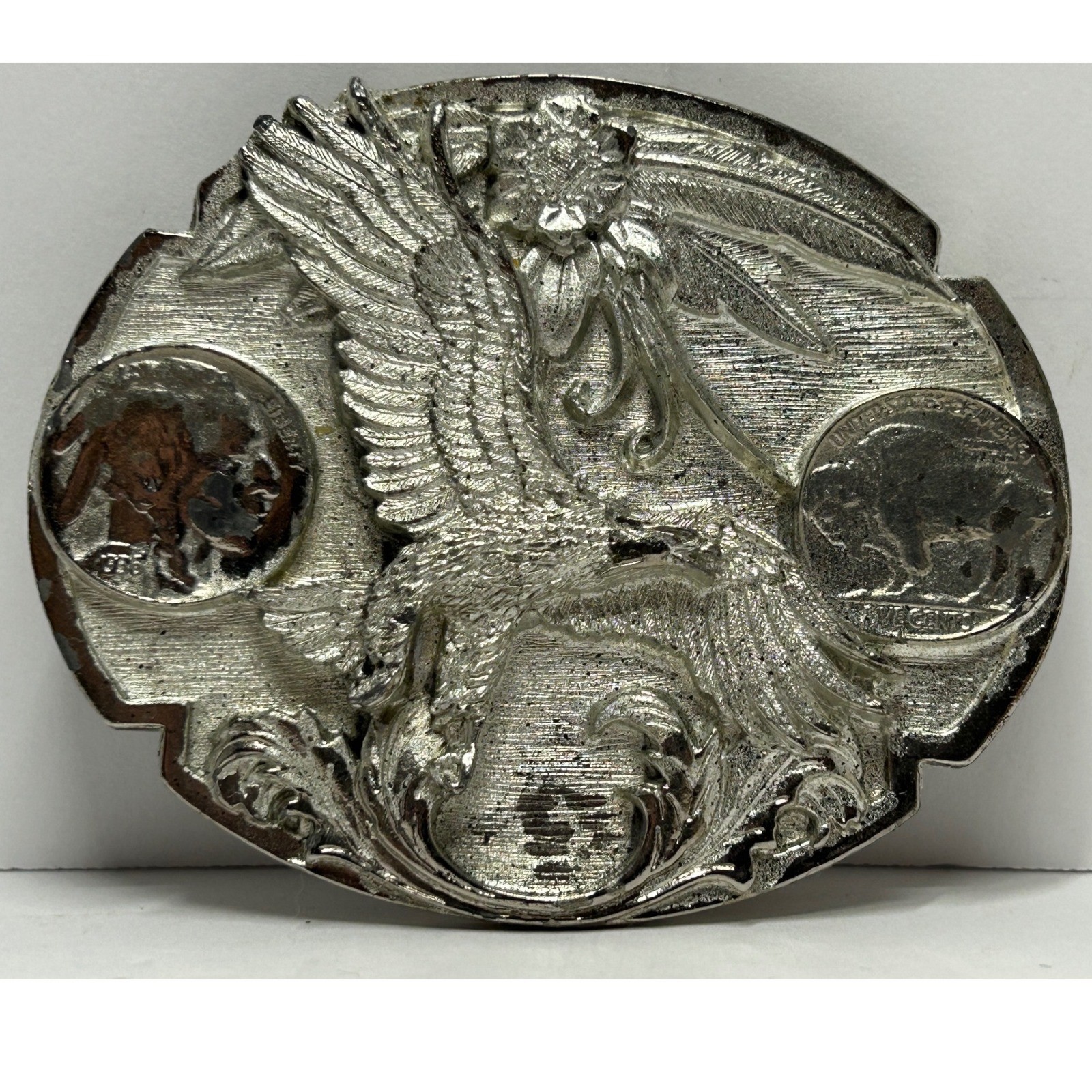 Siskiyou Buckle Co 1995 Eagle Buffalo Nickel Belt Buckle Pewter USA