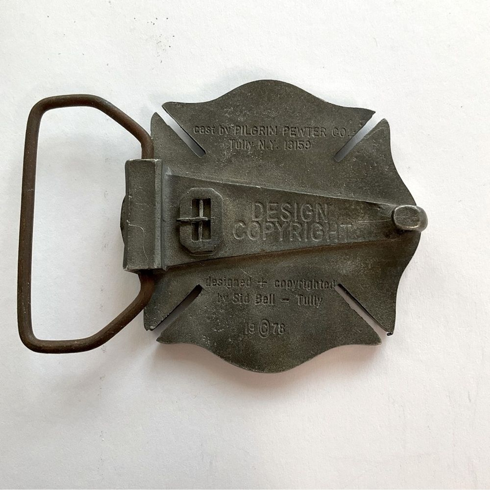 WEEDSPORT (NY) Fire Department Belt Buckle Pewter USA 🇺🇸 Vintage 1978