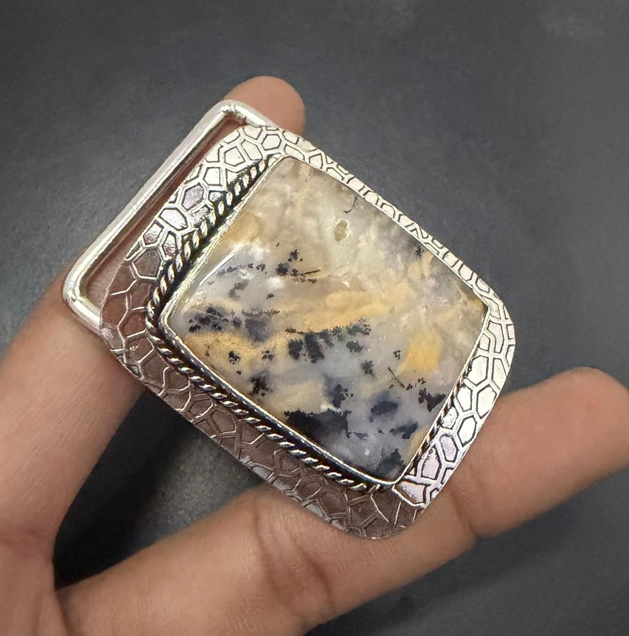 Tiger Dendrite Opal Gemstone 925 Sterling Silver Handmade Belt Buckles Gift For