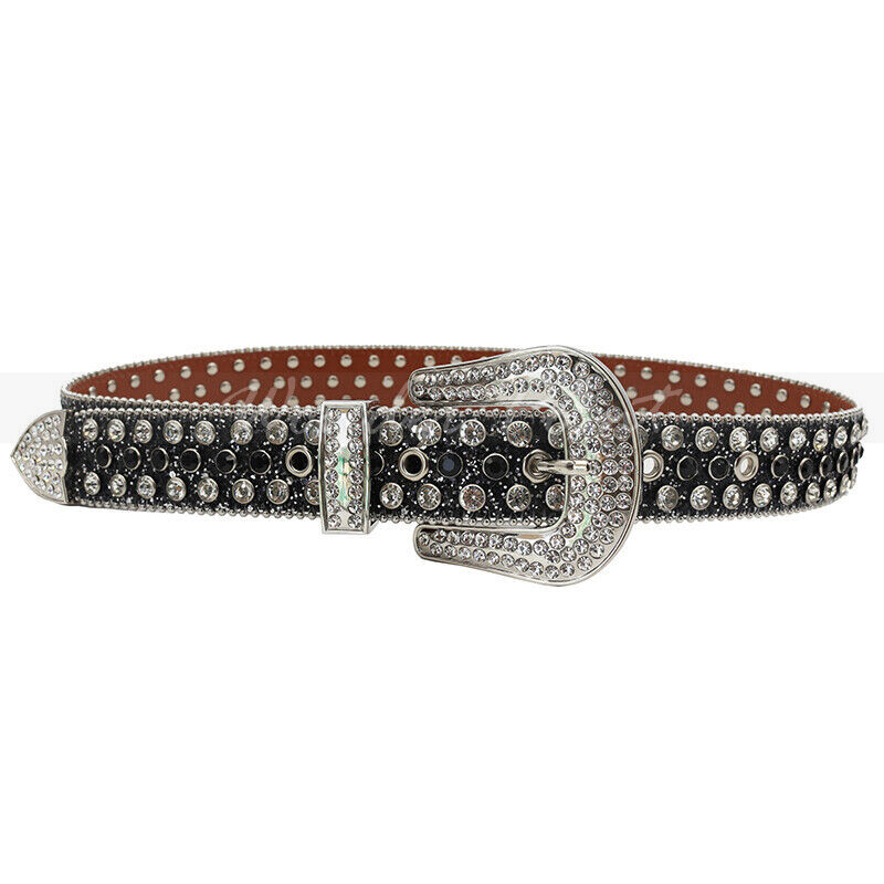Rhinestone Belts Western Bling Crystal Studded Leather Belt