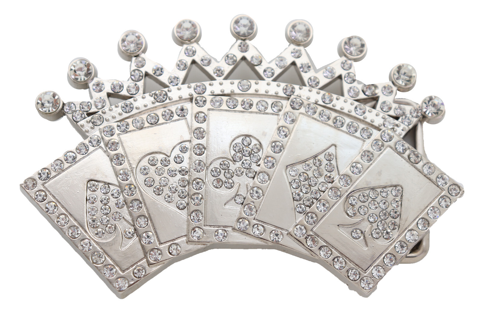 New Men Women Silver Metal Belt Buckle Cool Card Games Crown Gambling Bling Look