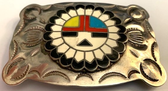 Vintage B-K Silversmiths Native American Headdress Ag-Ni BELT BUCKLE 3.75 x 2.5