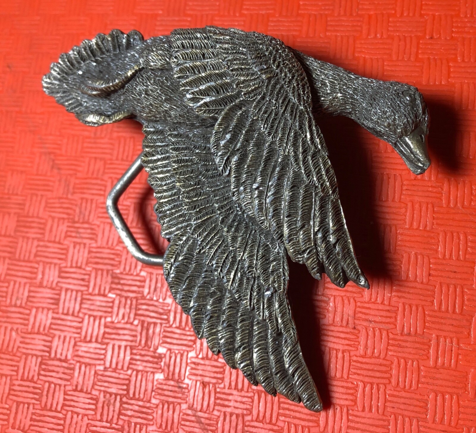 Cast Brass? 1979 BELT BUCKLE Indiana Metal Craft FLYING DUCK detailed