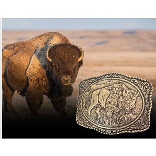 Brass Engraved Buffalo Belt Buckle Southwestern Cowboy Western Rodeo Style