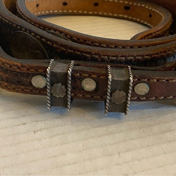 RARE Sunset Trails Sterling Silver & 10k Gold Engraved CONCHO Ranger Belt Buckle