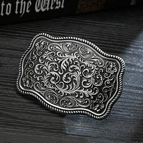 Western Cowboy Belt Buckles Men Vintage Novelty Large Handmade 2-silver Floral