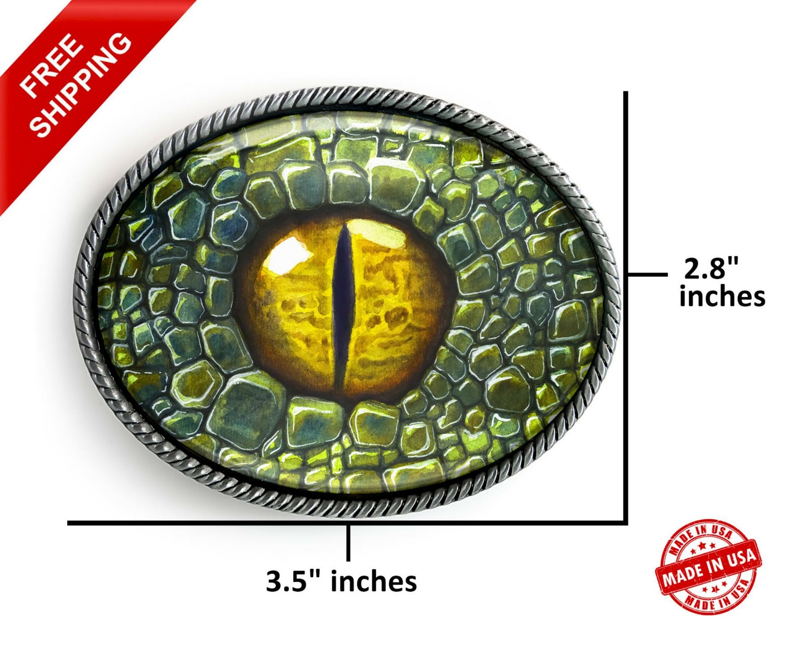 Dinosaur Belt Buckle – Dragon Cosplay Eyeball Art Handmade Buckle -161-E