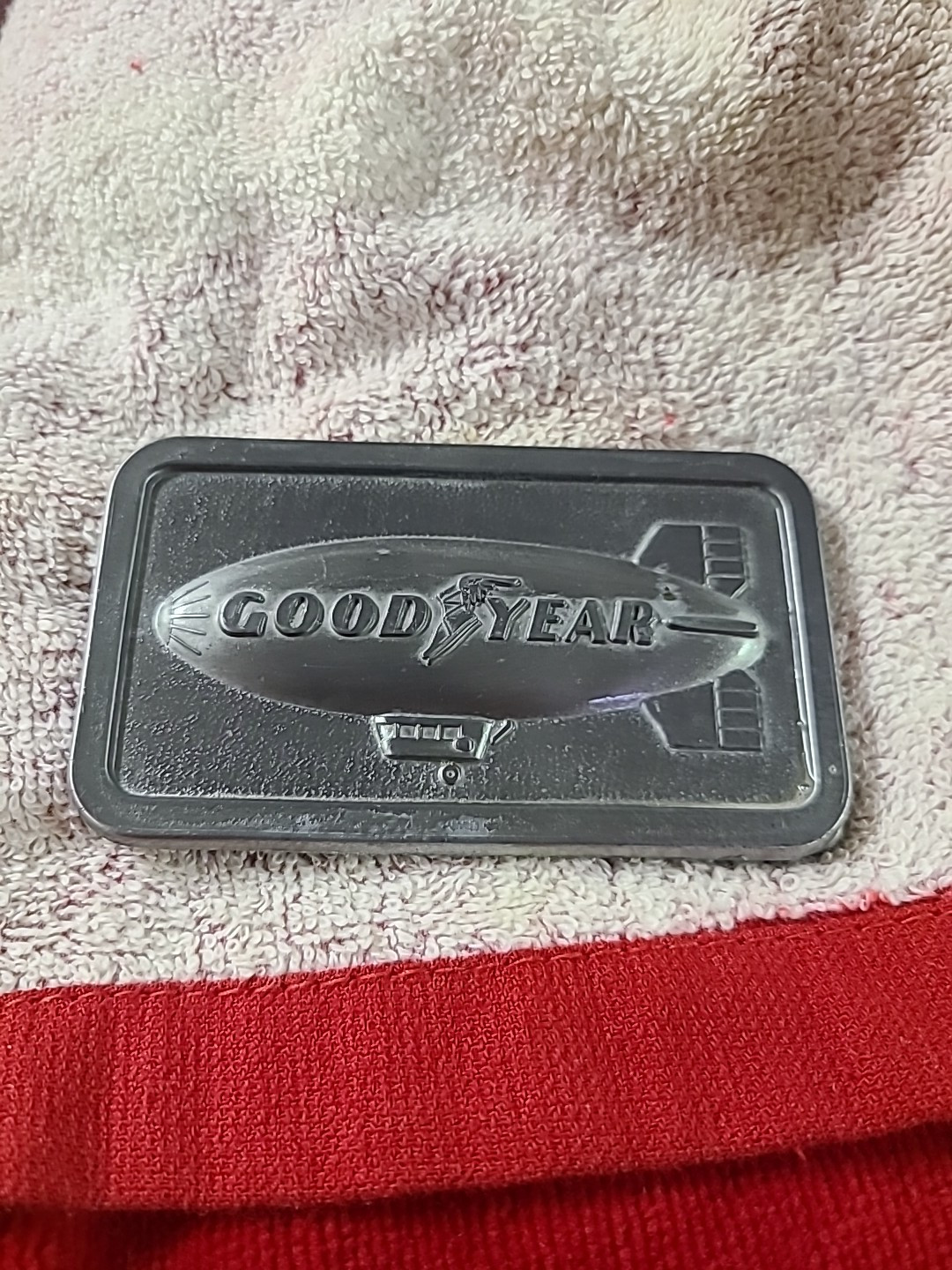 Vintage 1974 The Goodyear Blimp Tire & Rubber Co Pewter Belt Buckle