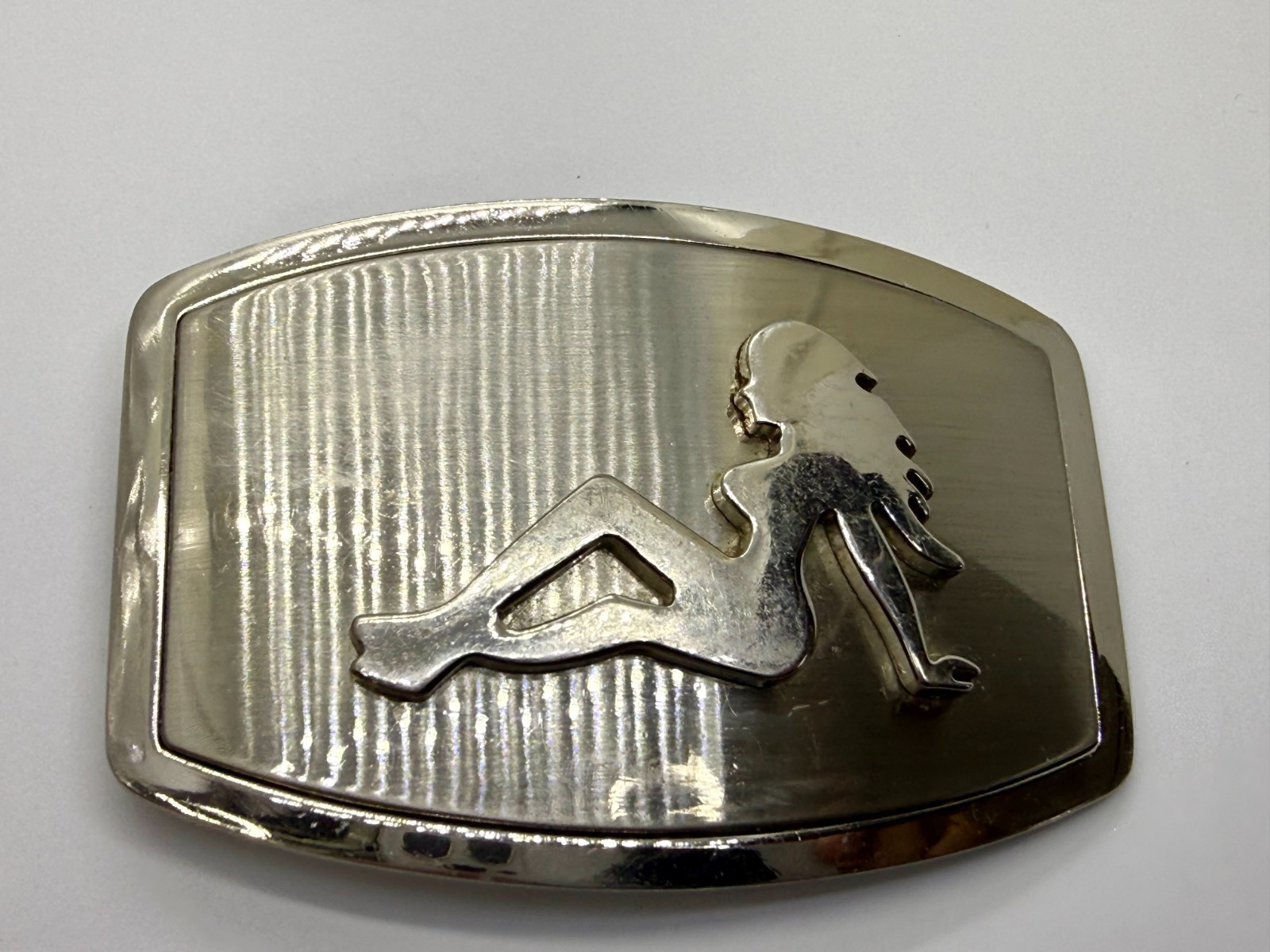 Mud Flap Sexy Girl Woman Silhouette Figure Silver Tone Trucker Biker Belt Buckle