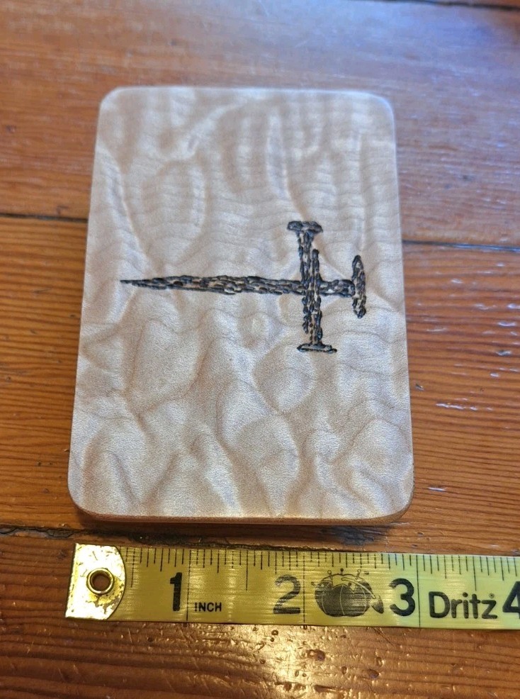 Handmade 4 1/8&Prime; X 2 3/4&Prime; Belt Buckle Wood w/3 Nail Cross Design