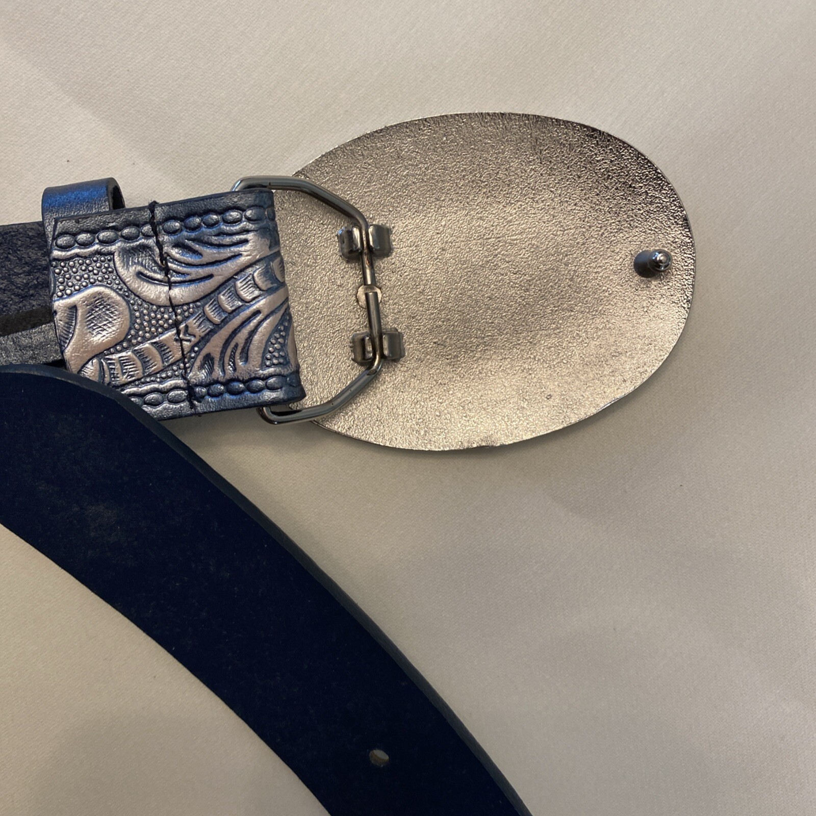 Western Cowgirl Flower Pattern Metal Belt Buckle With Silver/blue Flower M Belt