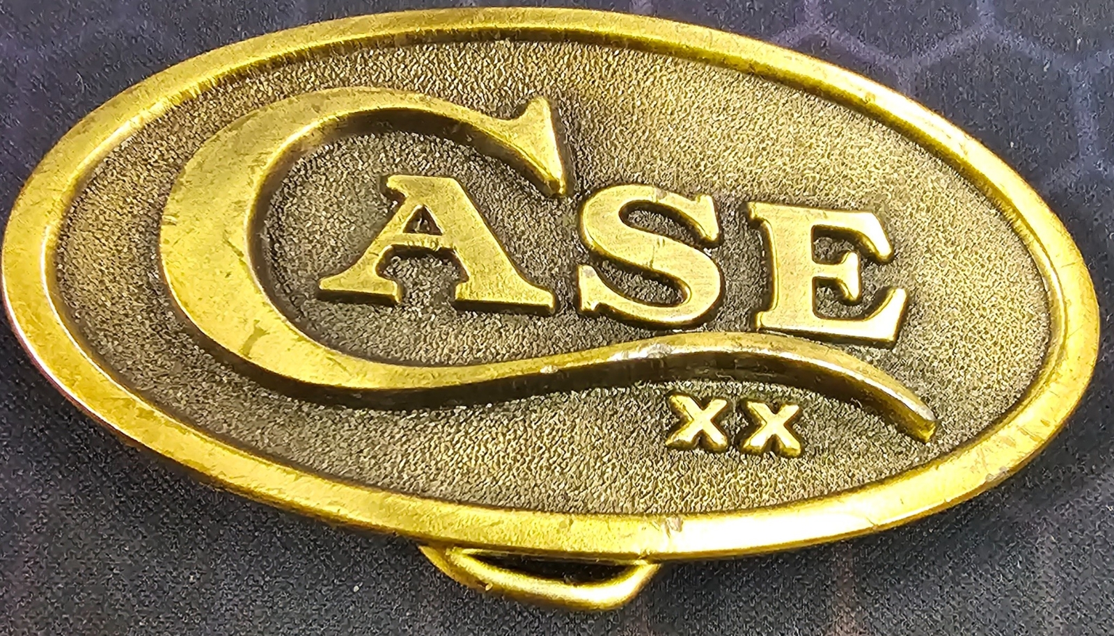 Embossed Oval Zinc Alloy Brass CASE XX Logo Belt Buckle W.R. Case and Sons