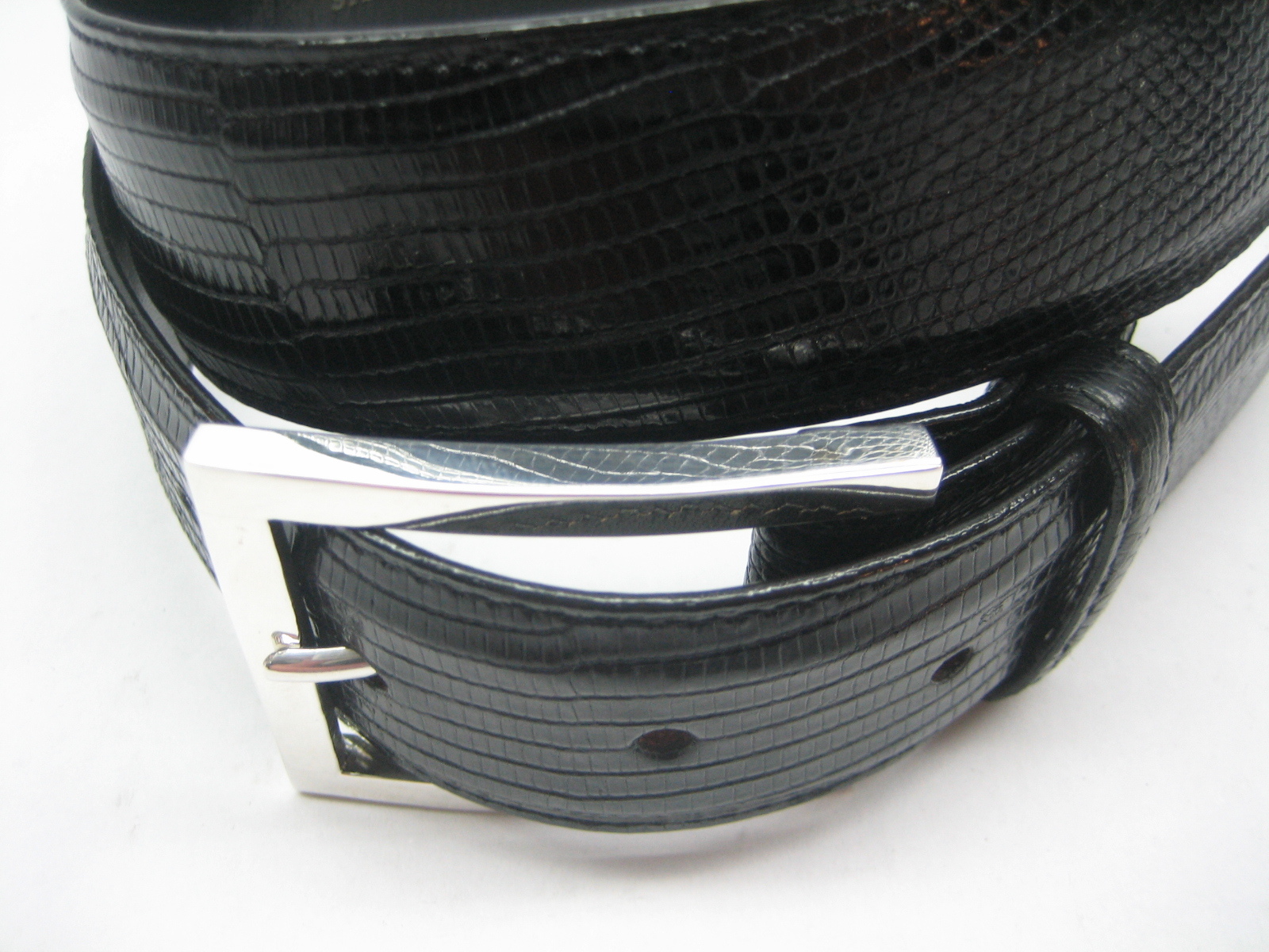 Sterling silver 925 Granada buckle 46 grams w/Genuine Lizard-1.5  » belt U.S.A..