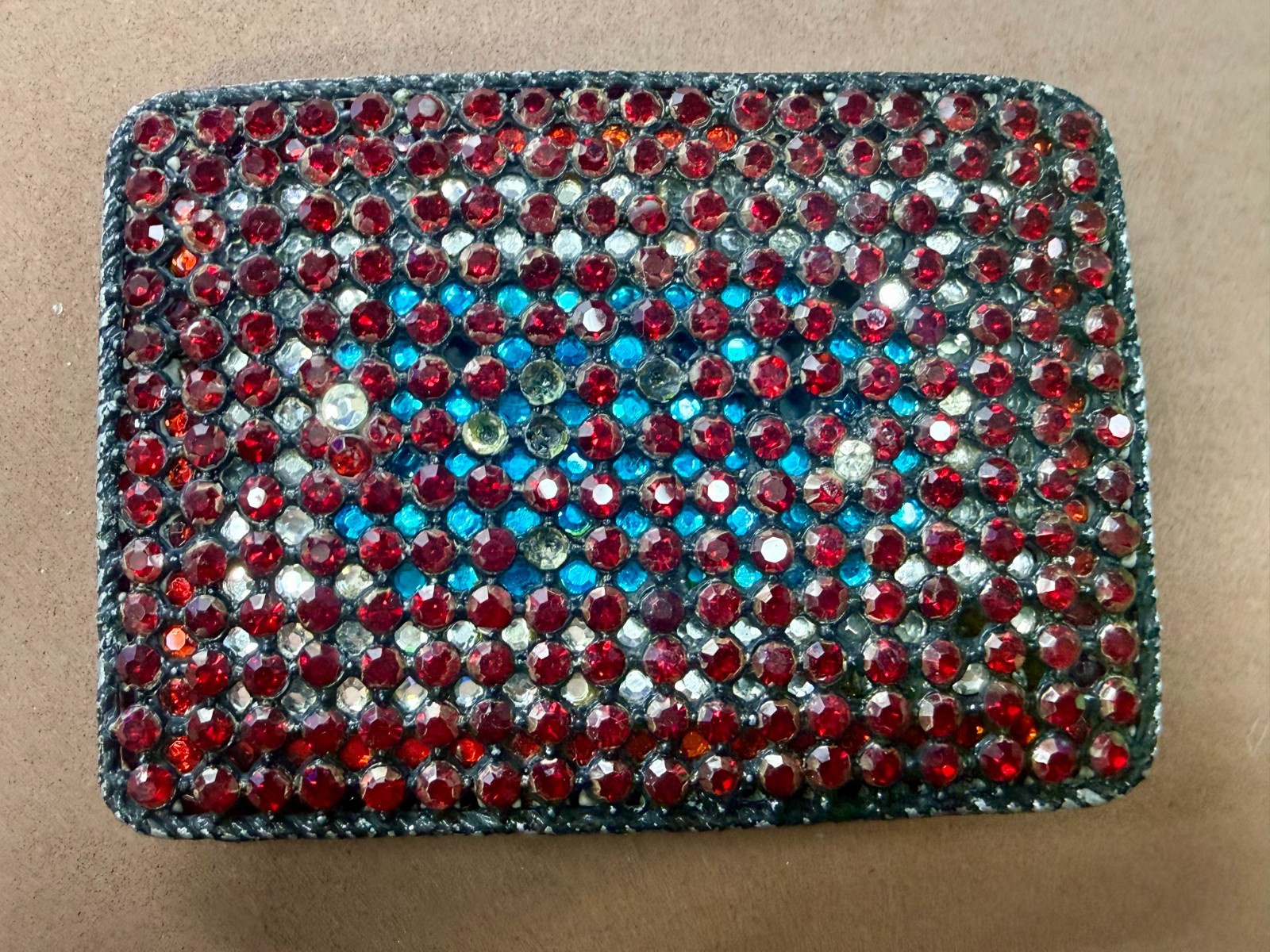 Sparkling Red Rhinestone Covered Vintage Women&rsquo;s Artisan Made Belt Buckle