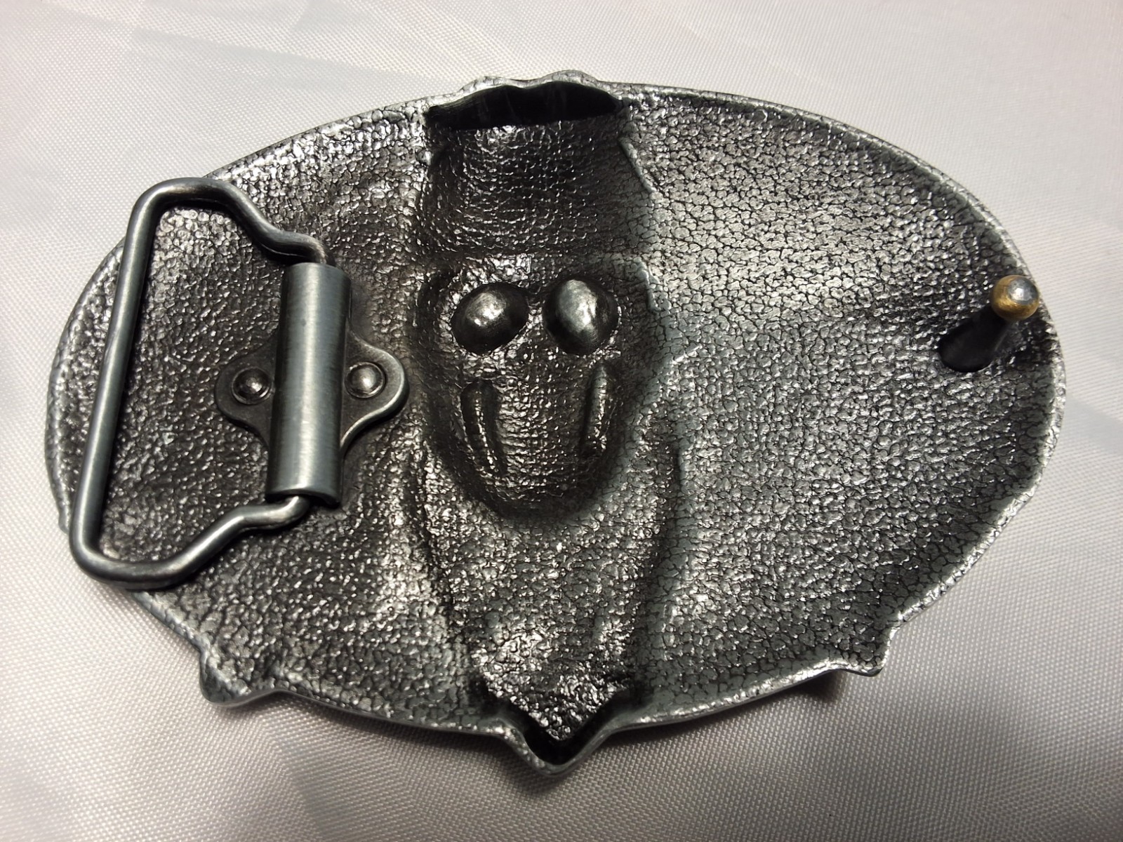 Cowboy Skull with Bandana Crossed Riffle Silver Toned Blue Enamel Belt Buckle