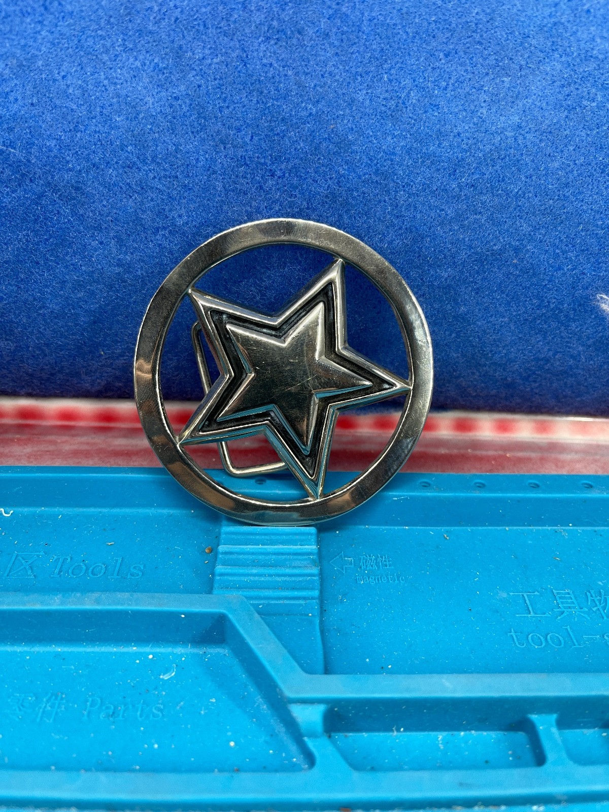 Famous Stars and Straps Belt Buckle Five Point Star Chrome Silver VINTAGE