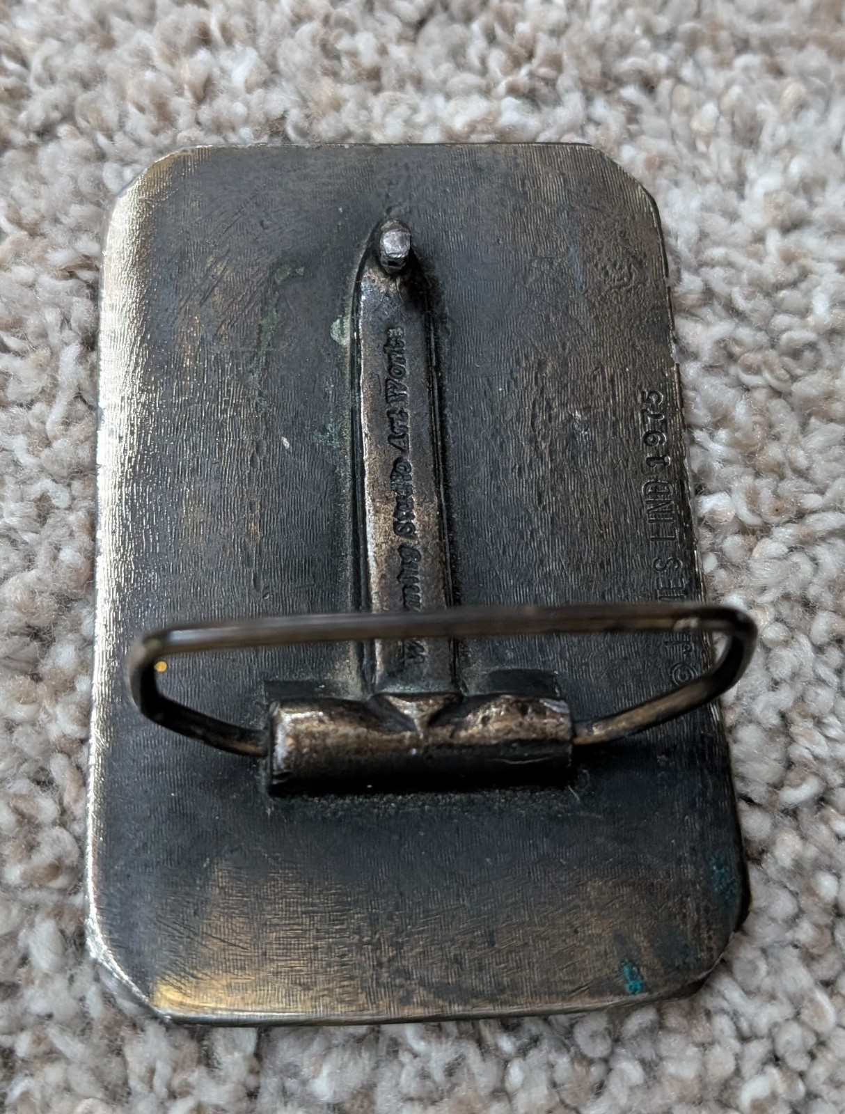 Vintage belt buckle 1975 WTSO James Lind Wyoming Studio Art Works radio