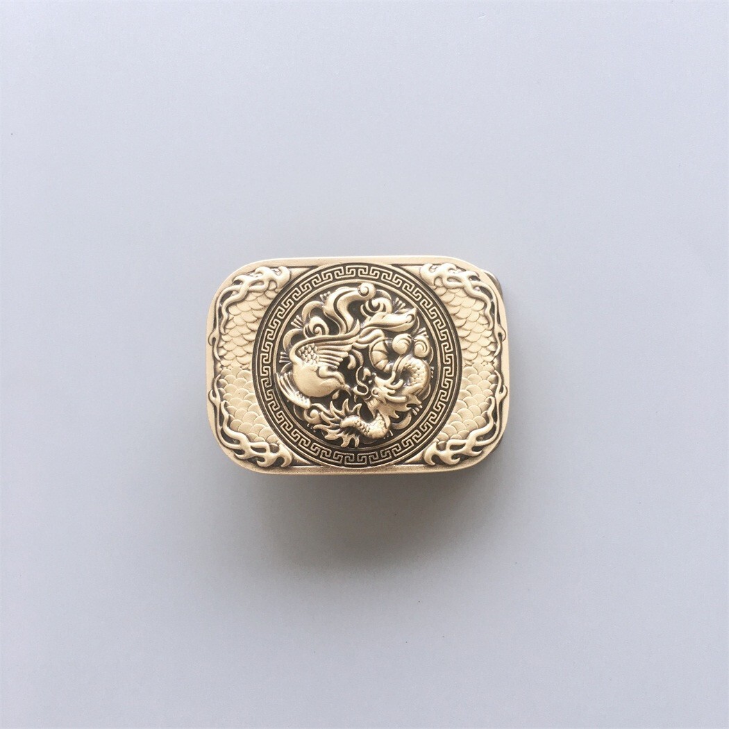 Dragon Rectangle Solid Brass Belt Buckle Gurtelschnalle Boucle de Ceinture