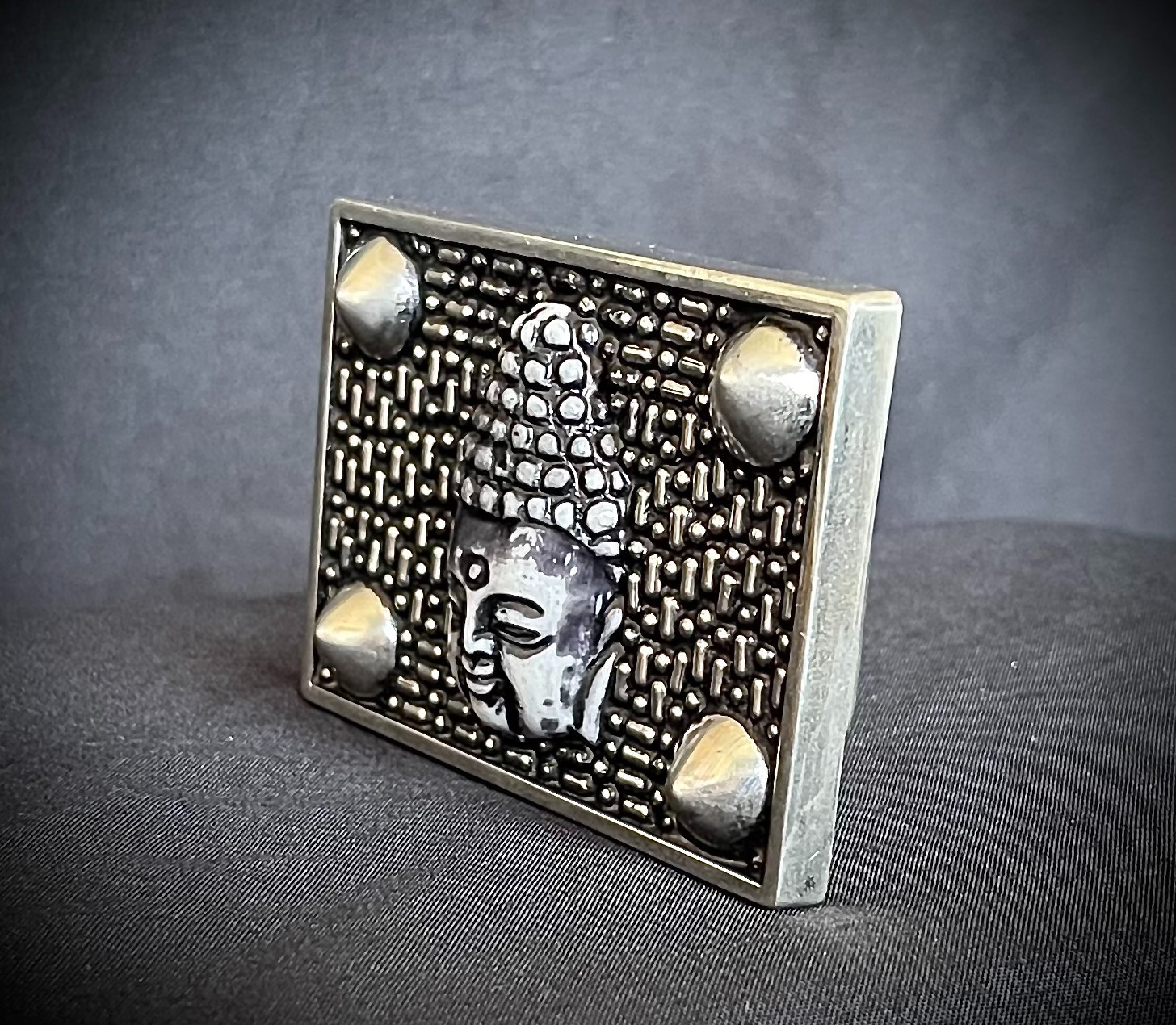 Buddha Belt Buckle Handmade Zen Spiritual 3.75” OOAK Darren McNeese