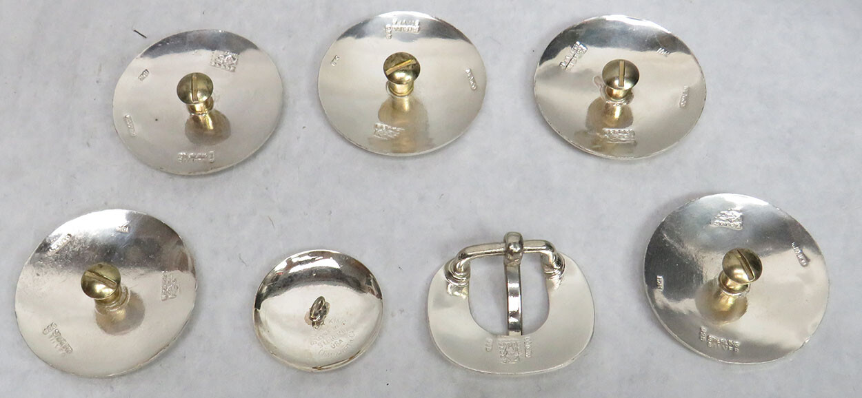 RODEO 10K GOLD ON STERLING SILVER BRONCO STUDS & BUCKLE MOUNTINGS FOR BELT